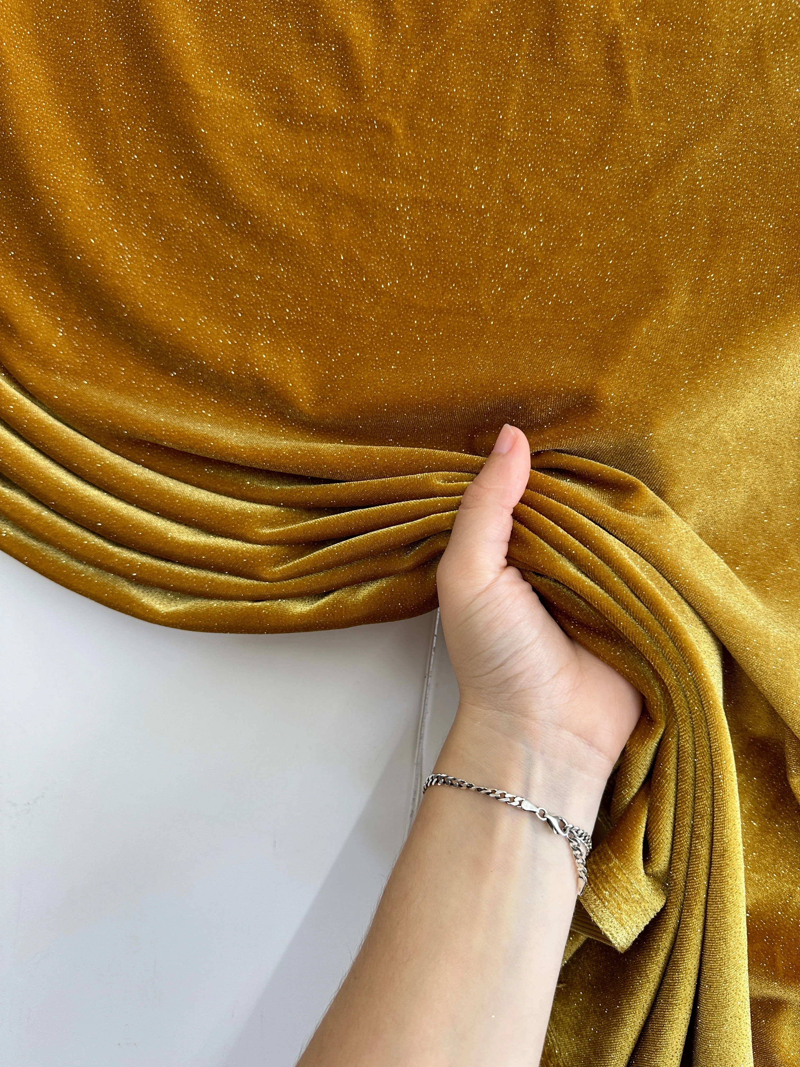 Gold Shimmery Stretch Velvet - Image 11