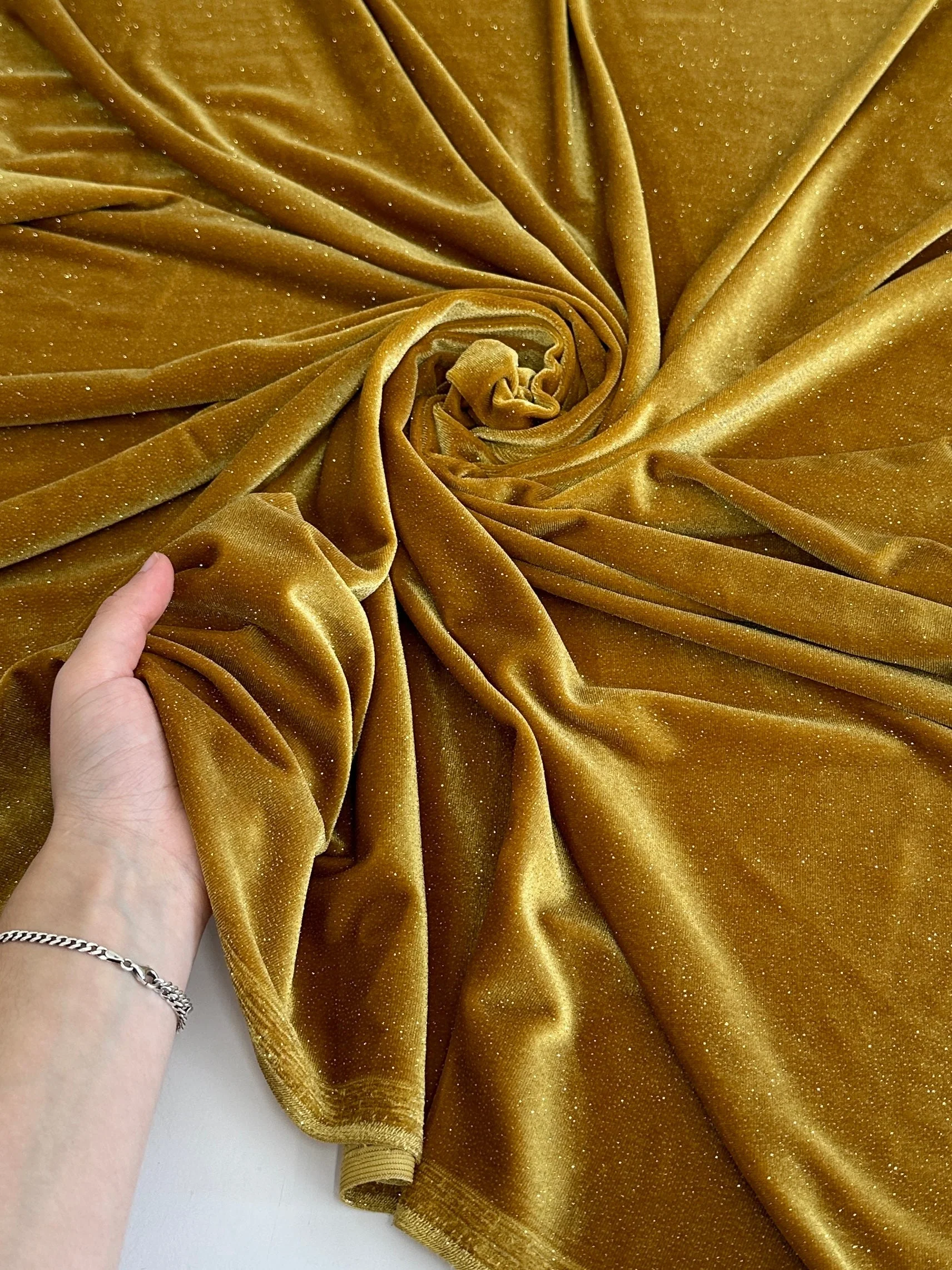 Gold Shimmery Stretch Velvet - Image 2
