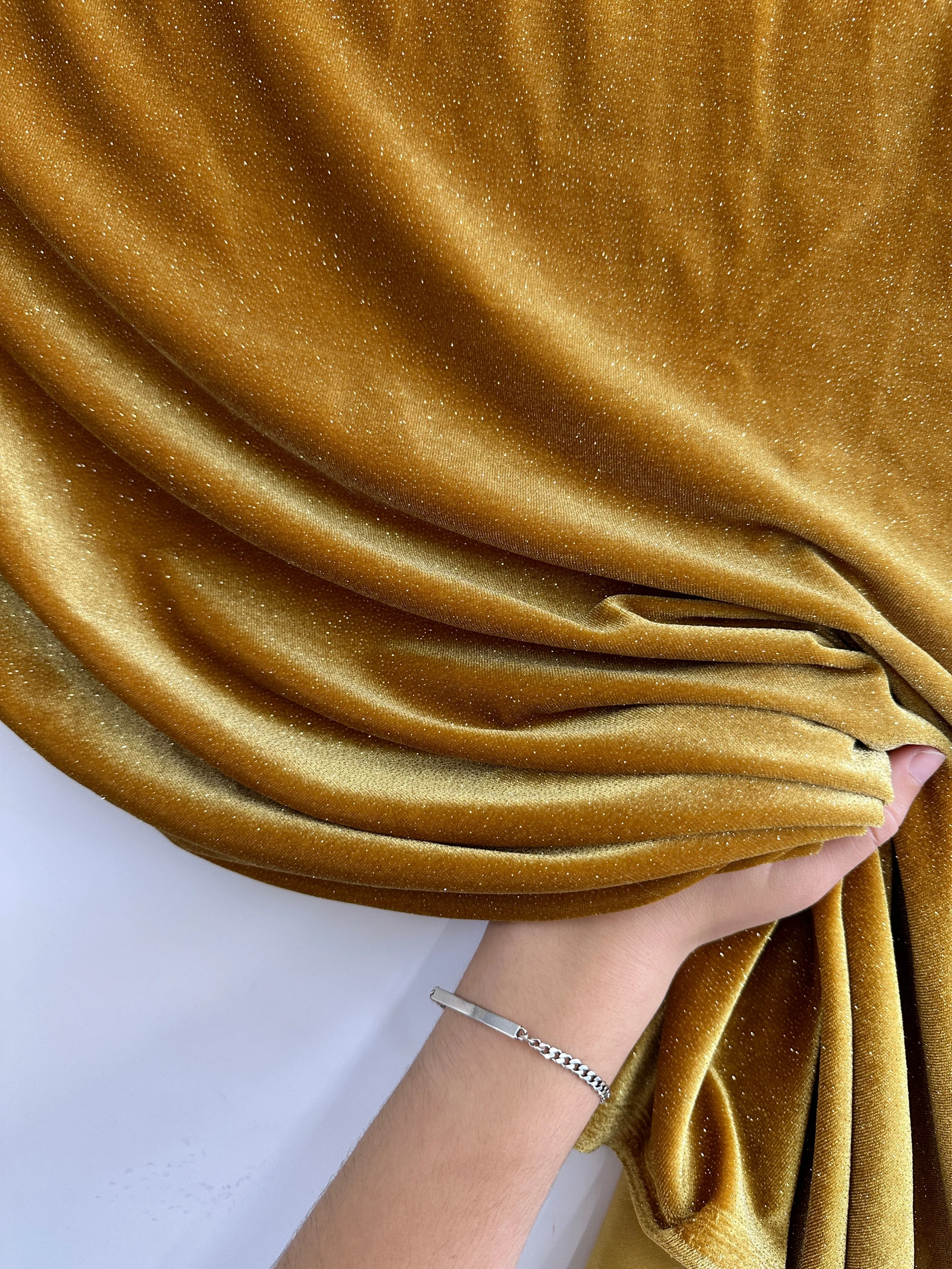 Gold Shimmery Stretch Velvet - Image 3