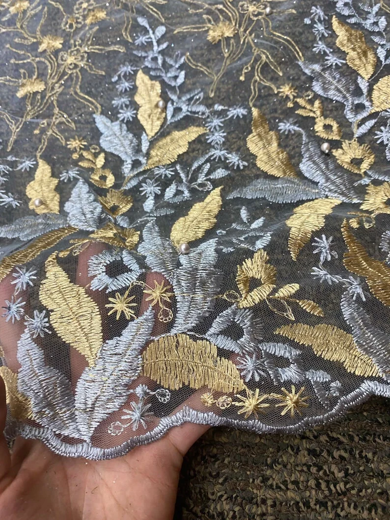 Gold/Silver Embroidered Lace - Image 4