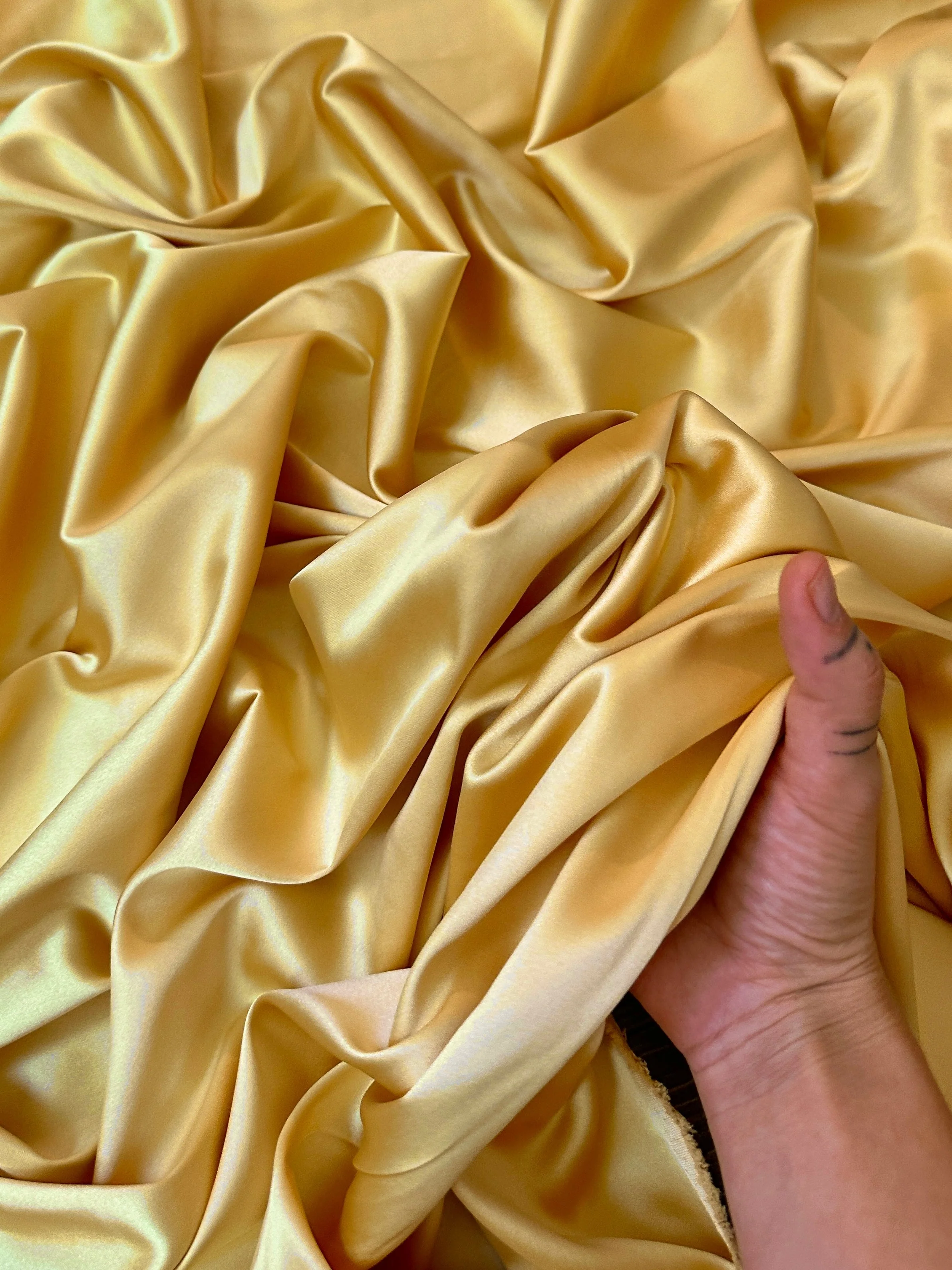 Golden Yellow Stretch Crepe Back Satin - Image 5