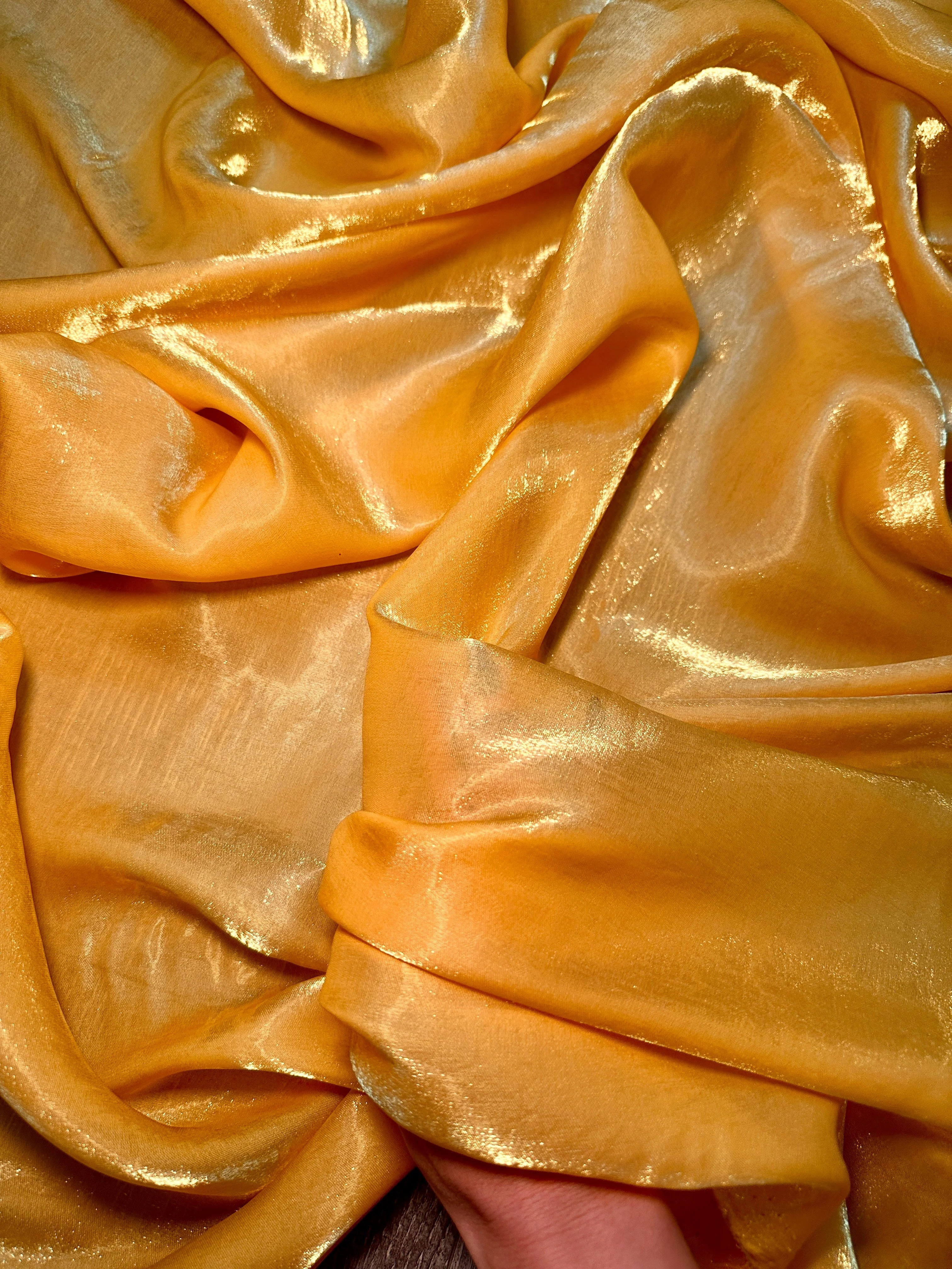 Golden Yellow Water Liquid Shimmery Chiffon - Image 3