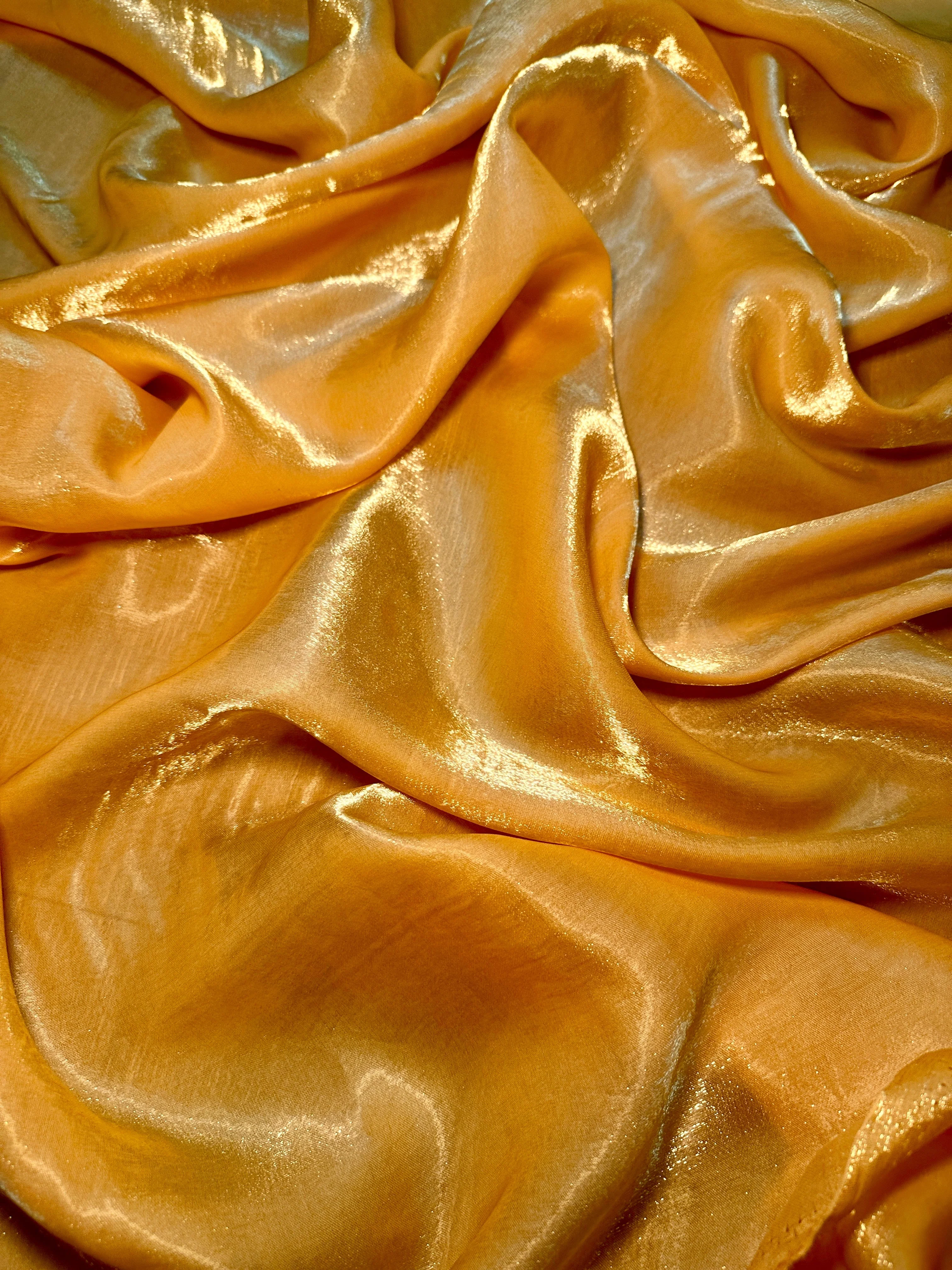 Golden Yellow Water Liquid Shimmery Chiffon - Image 5