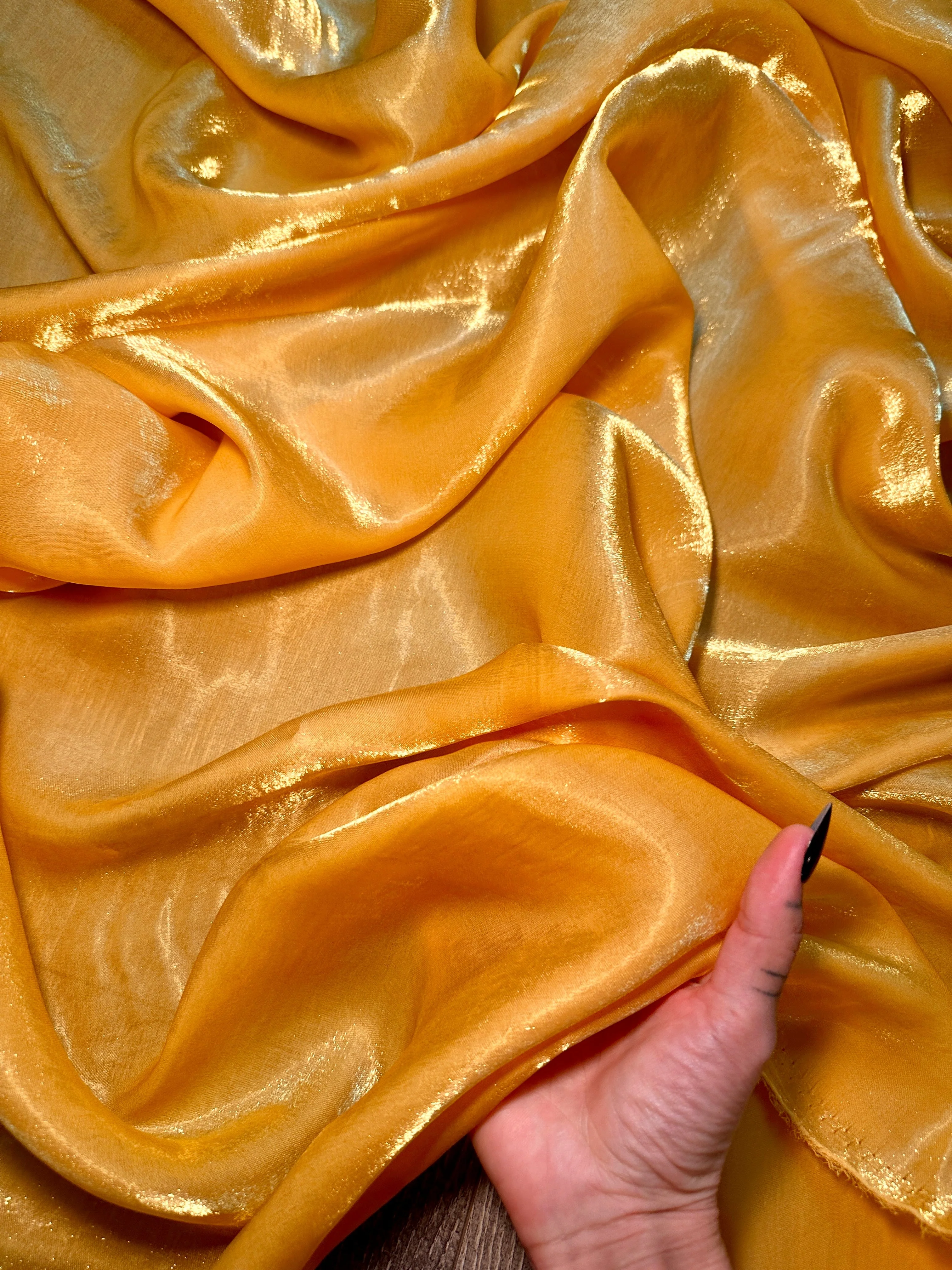 Golden Yellow Water Liquid Shimmery Chiffon - Image 6