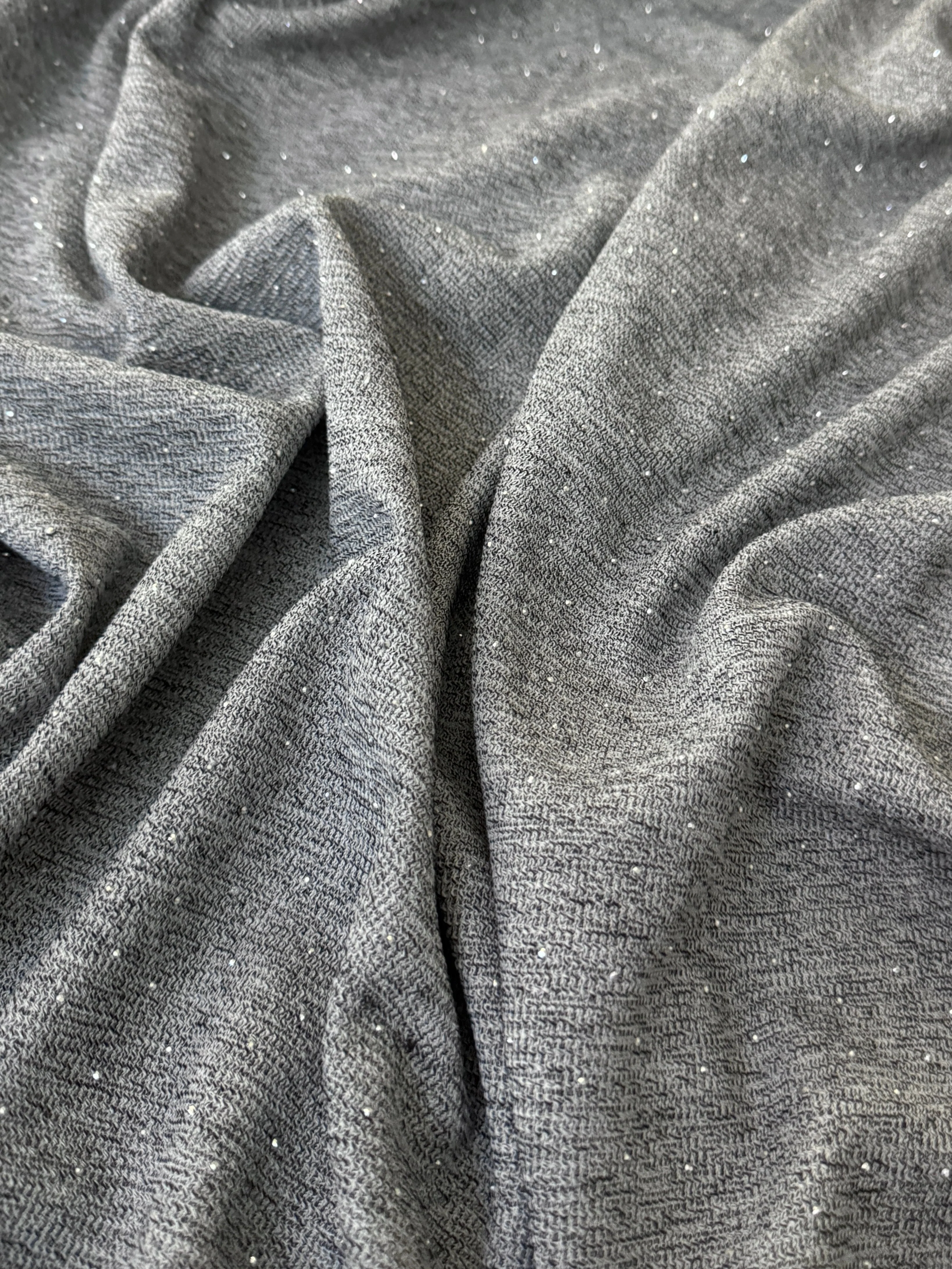 Gray Stardust Rhinestone Beaded Knit