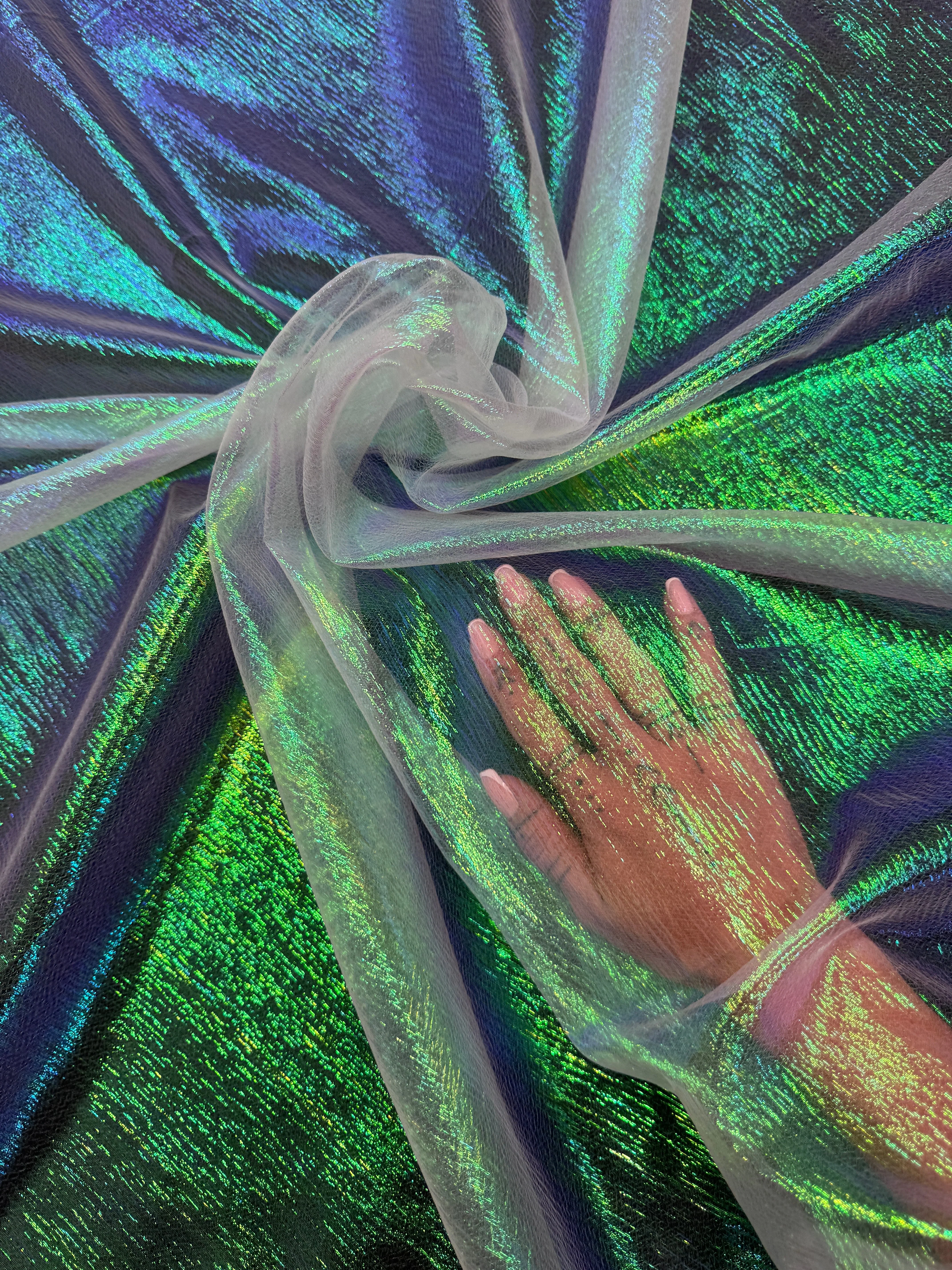 Green Iridescent Crushed Organza - Image 10