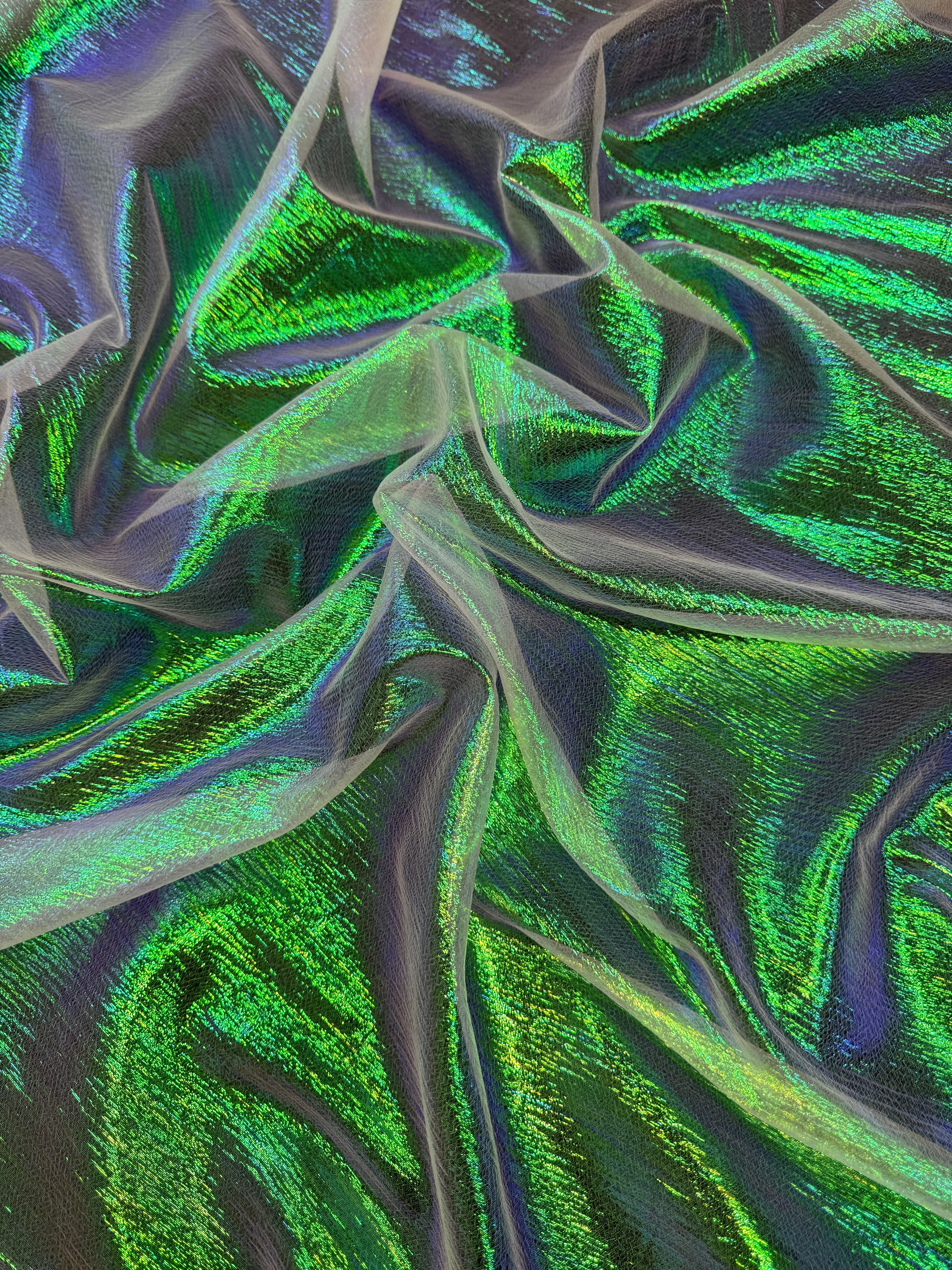 Green Iridescent Crushed Organza - Image 2