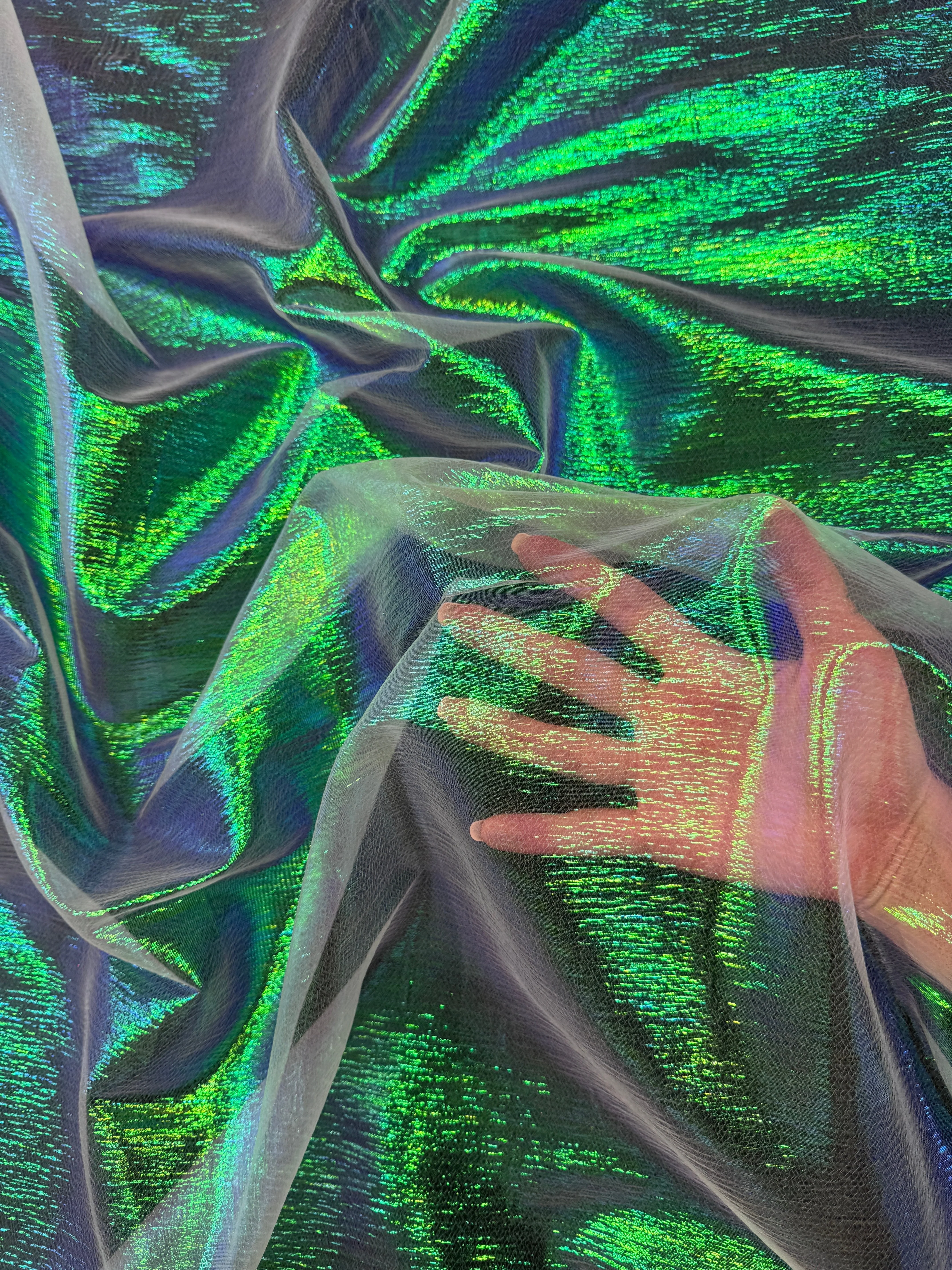 Green Iridescent Crushed Organza - Image 3