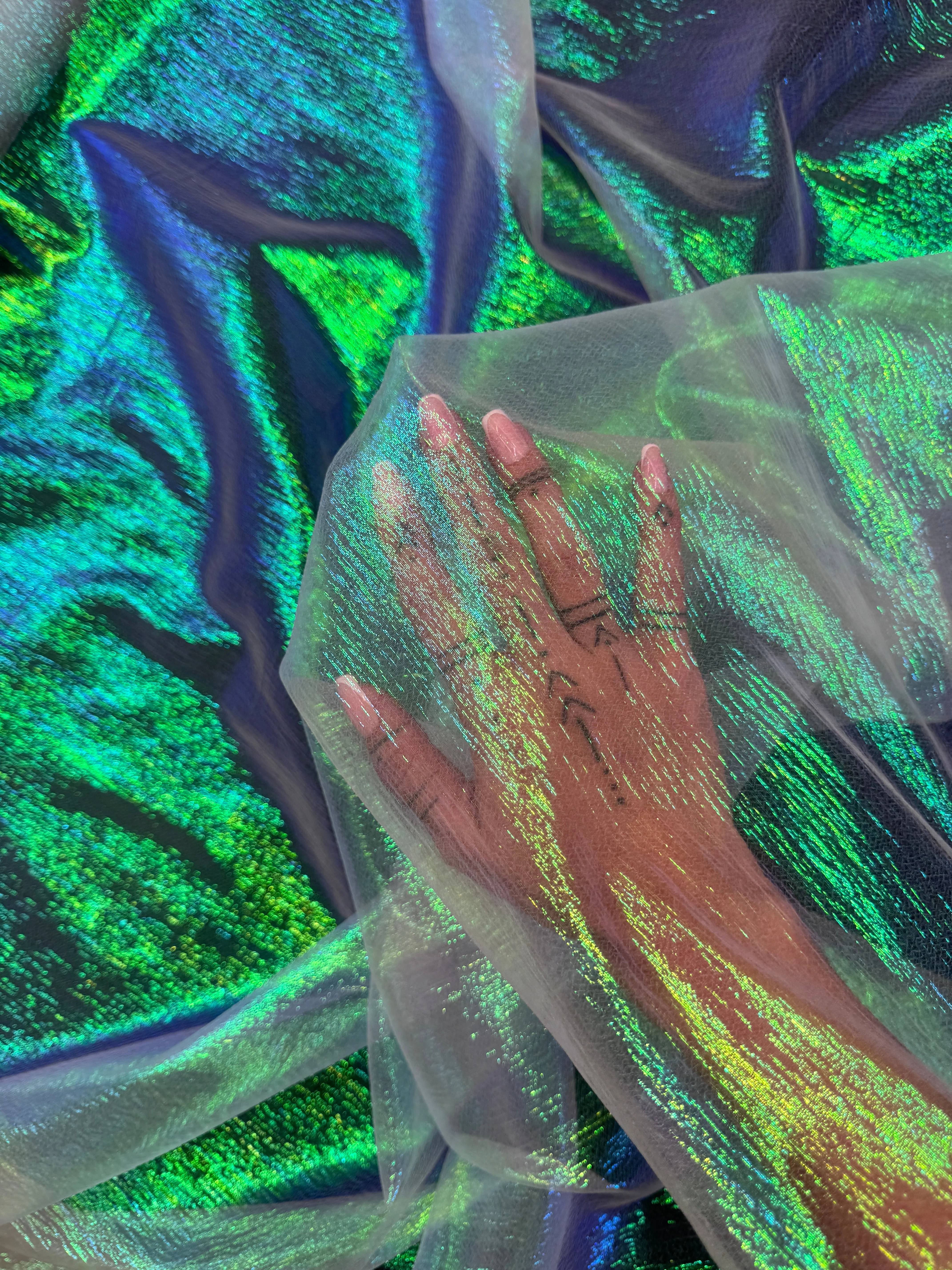 Green Iridescent Crushed Organza - Image 4