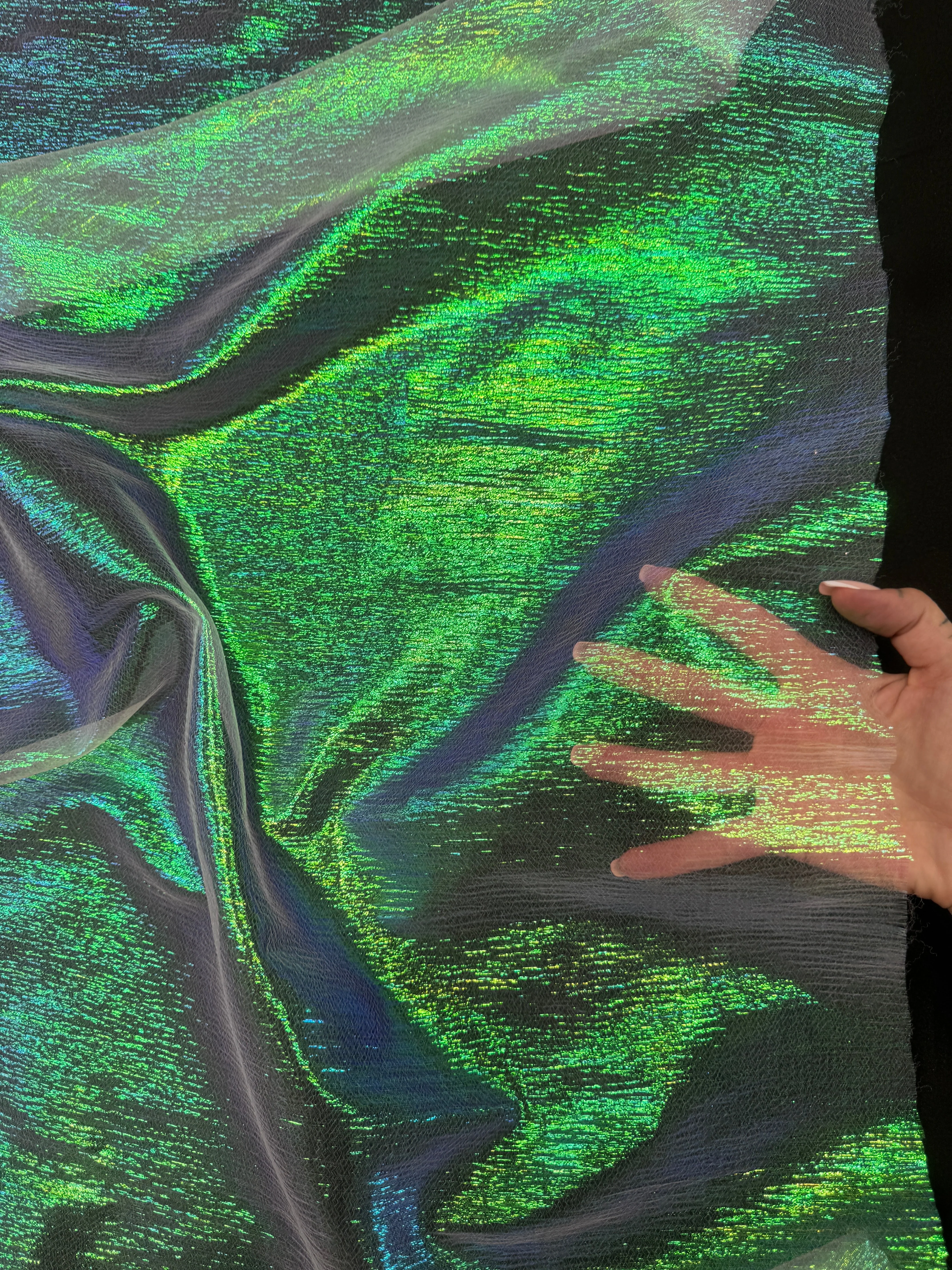 Green Iridescent Crushed Organza - Image 5