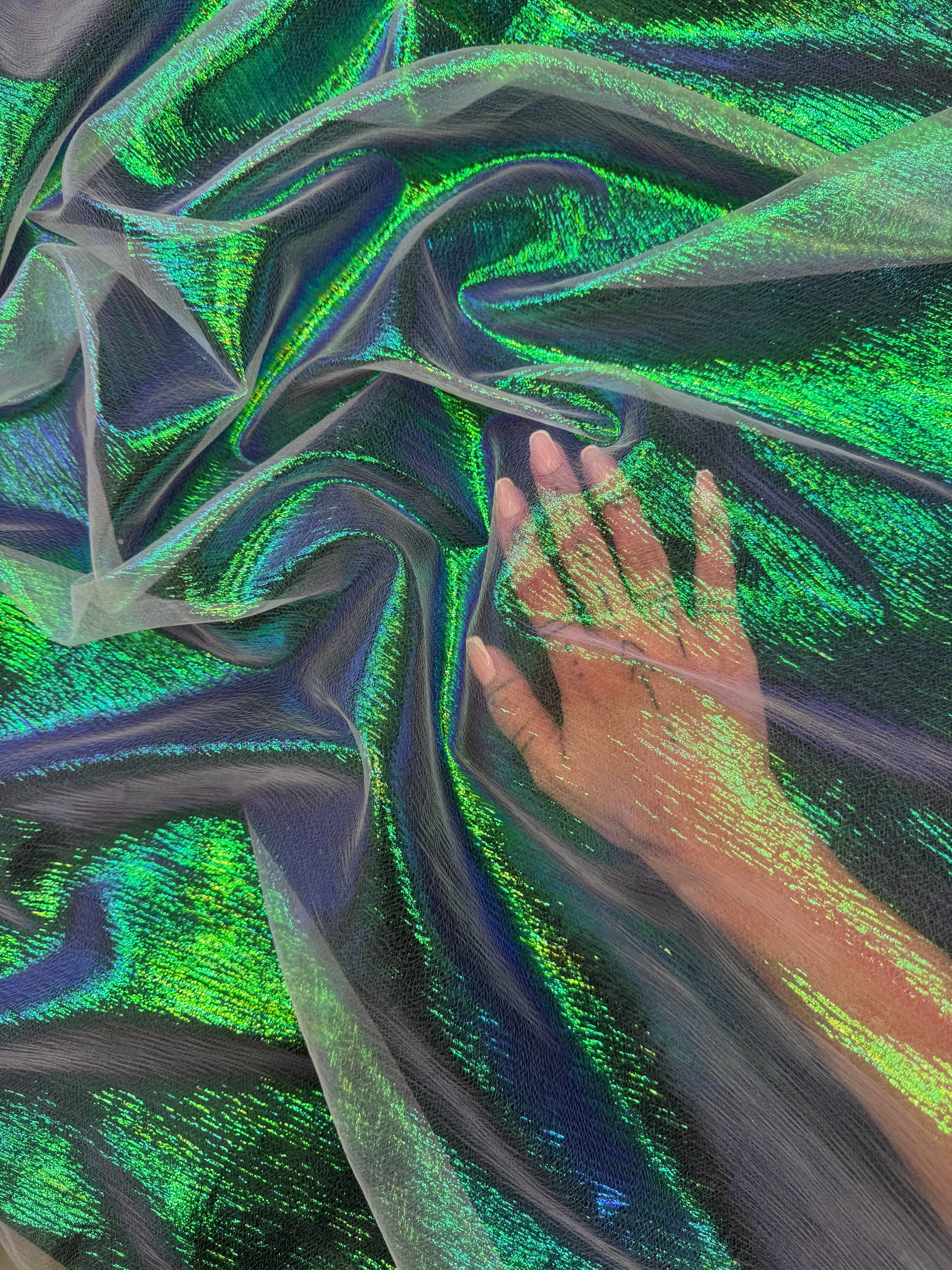 Green Iridescent Crushed Organza - Image 6
