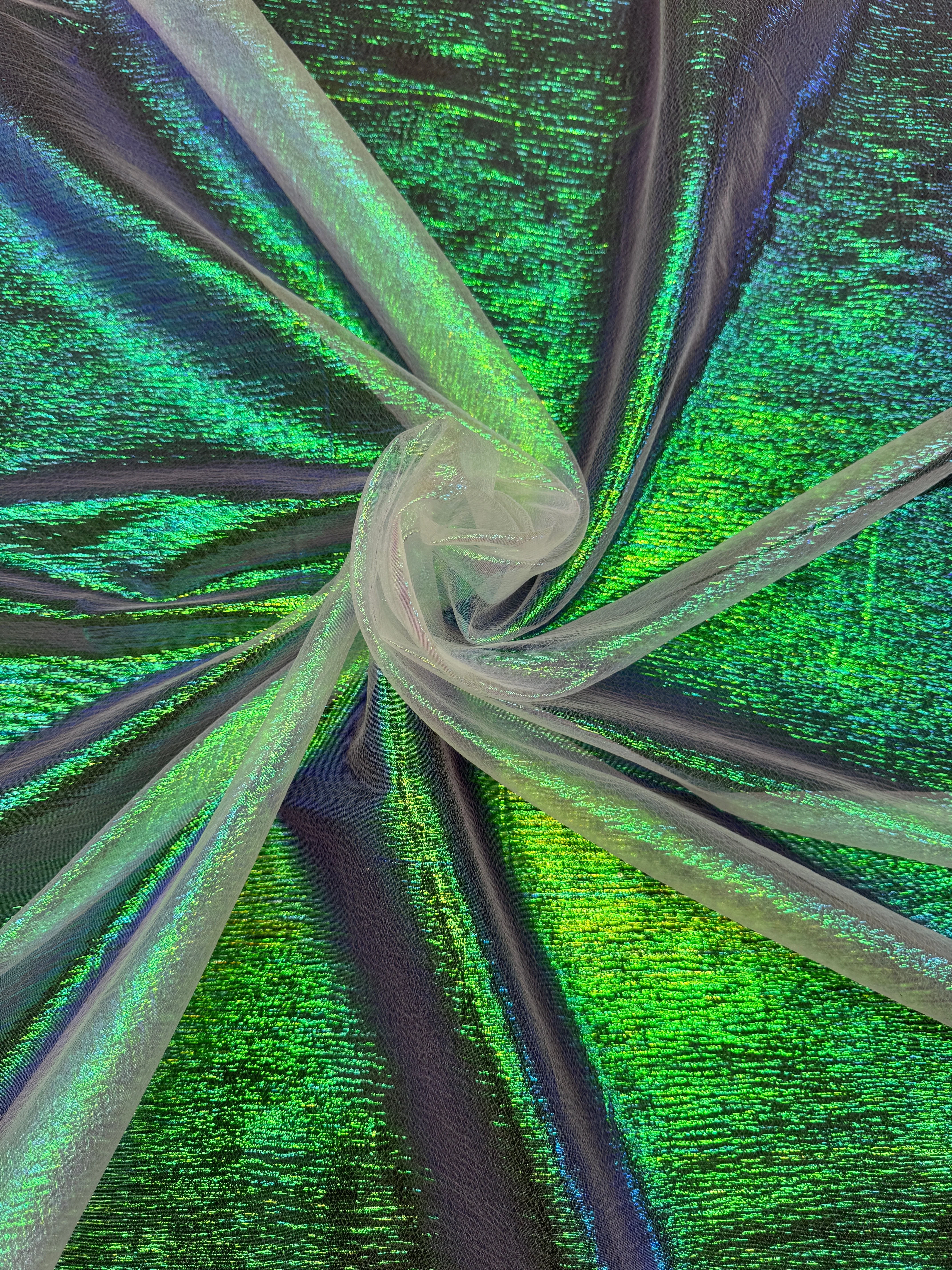 Green Iridescent Crushed Organza - Image 8