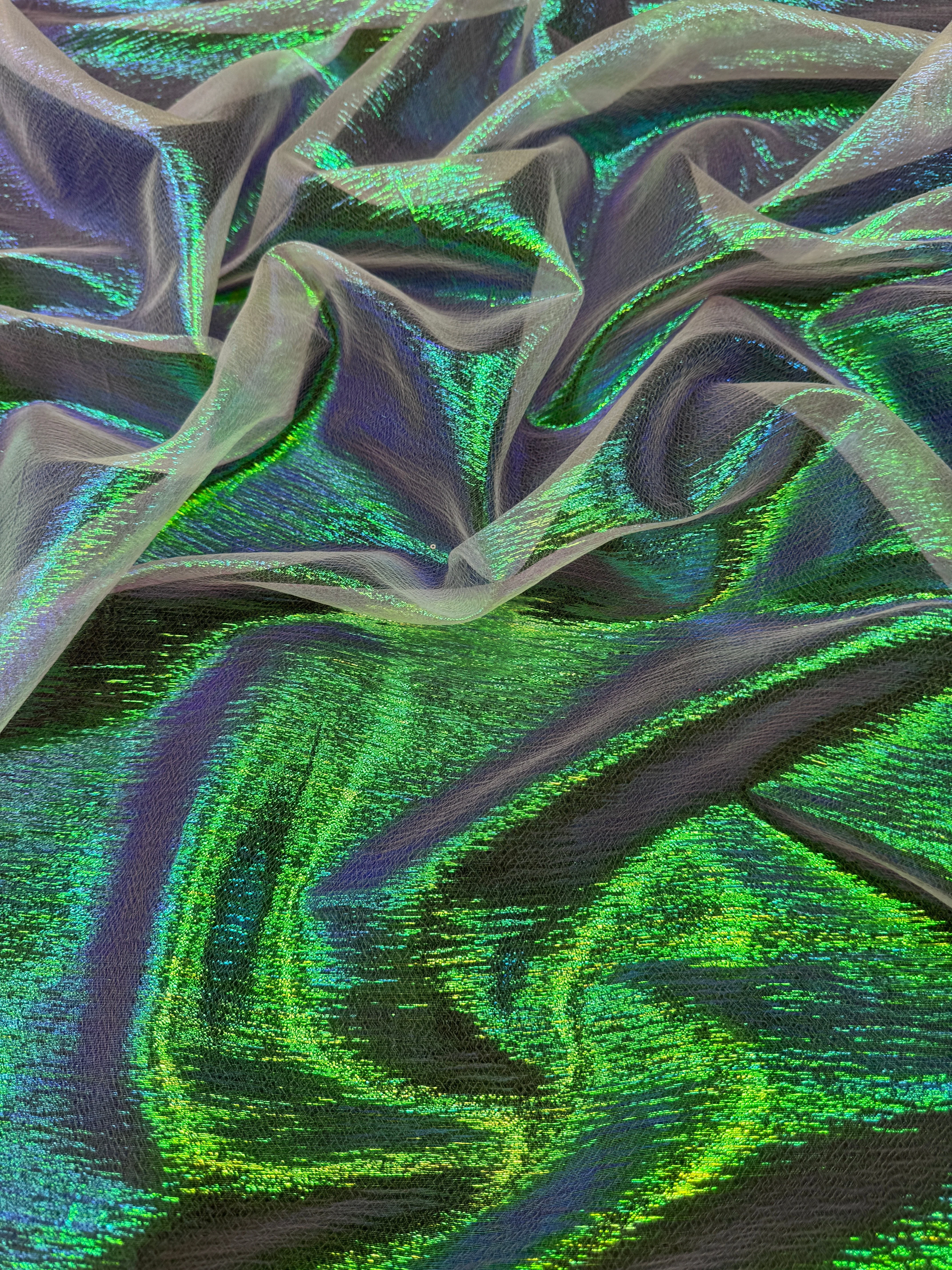Green Iridescent Crushed Organza - Image 9