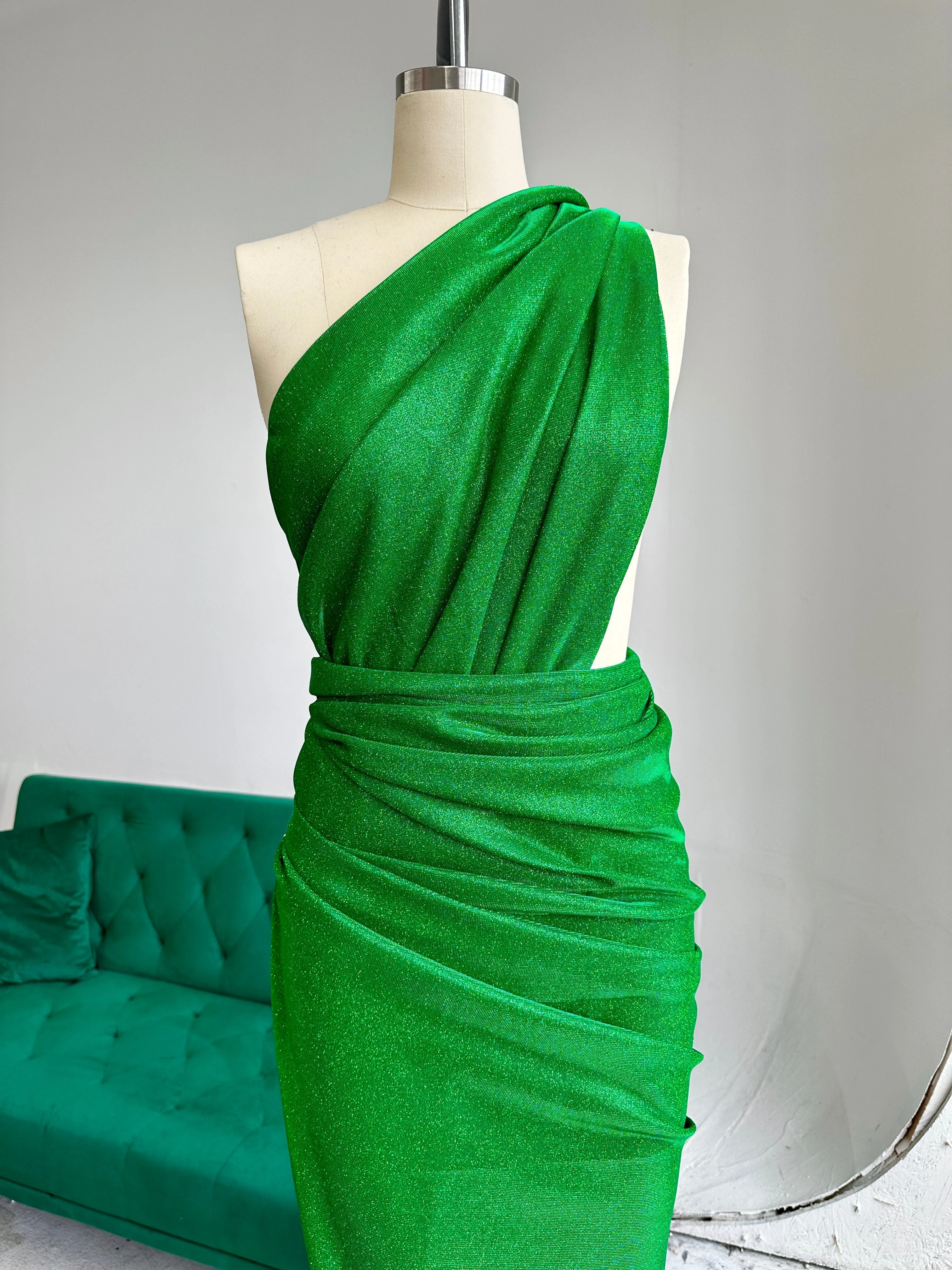 Green Stretch Metallic Lurex - Image 3