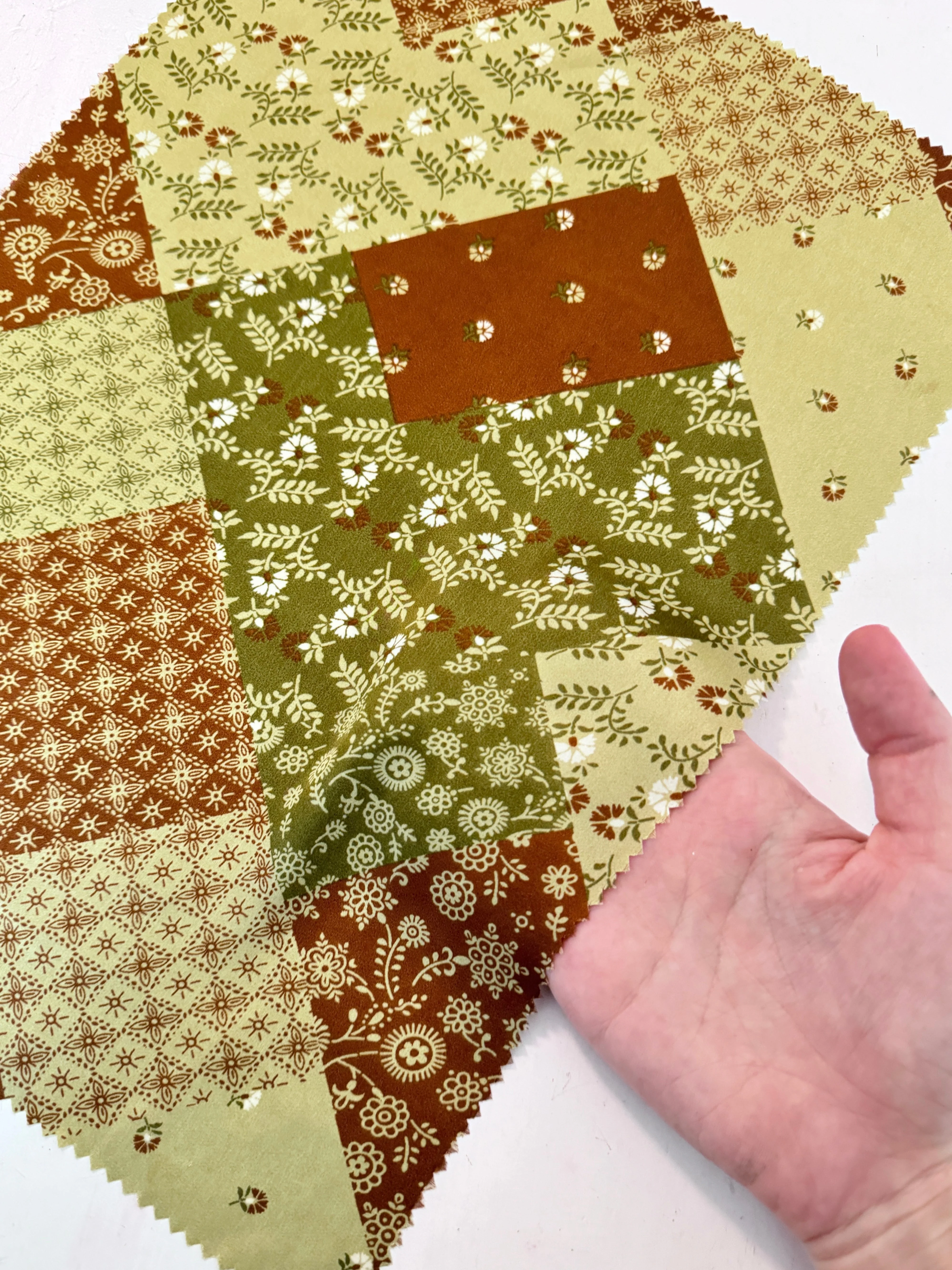 Green Patchwork Floral Print Satin - Image 5