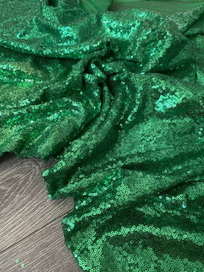 Kelly Green Stretch Sequin on Mesh - Image 5