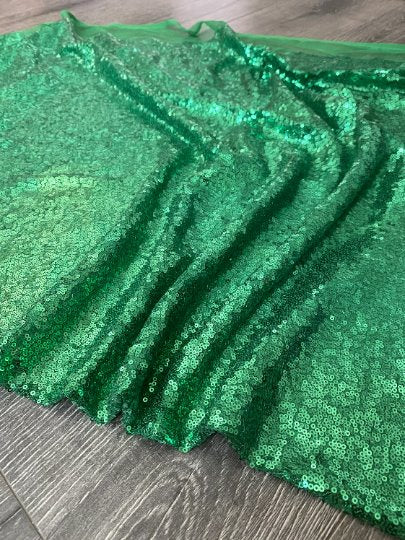 Kelly Green Stretch Sequin on Mesh - Image 7
