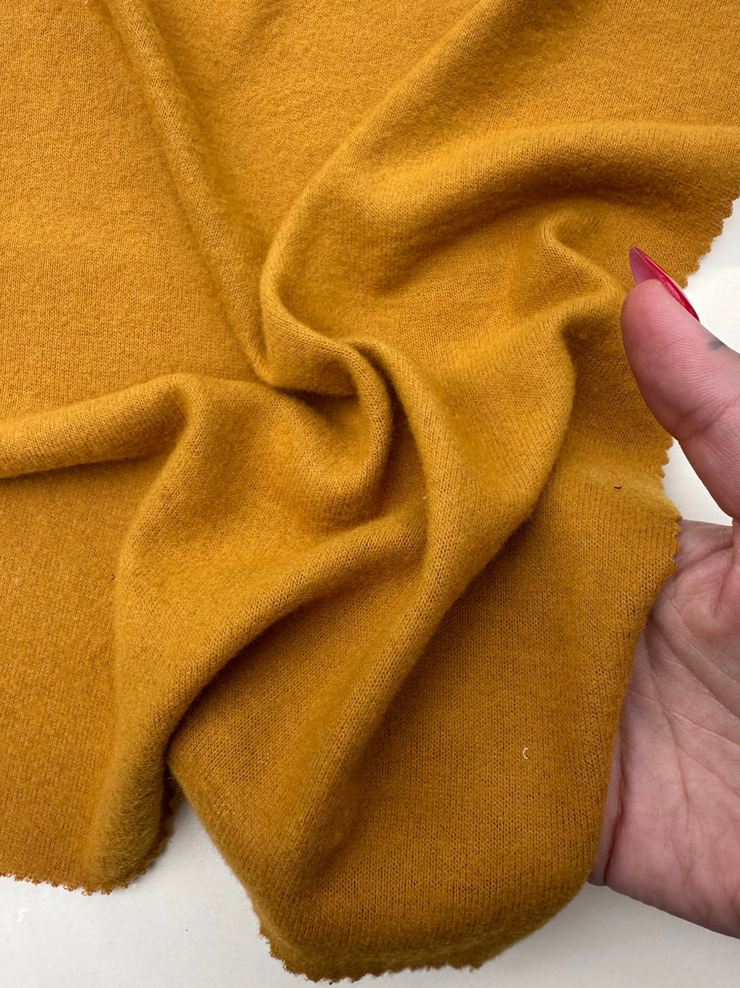 Honey Mustard Buttery Spandex Faux Cashmere Knit - Image 4