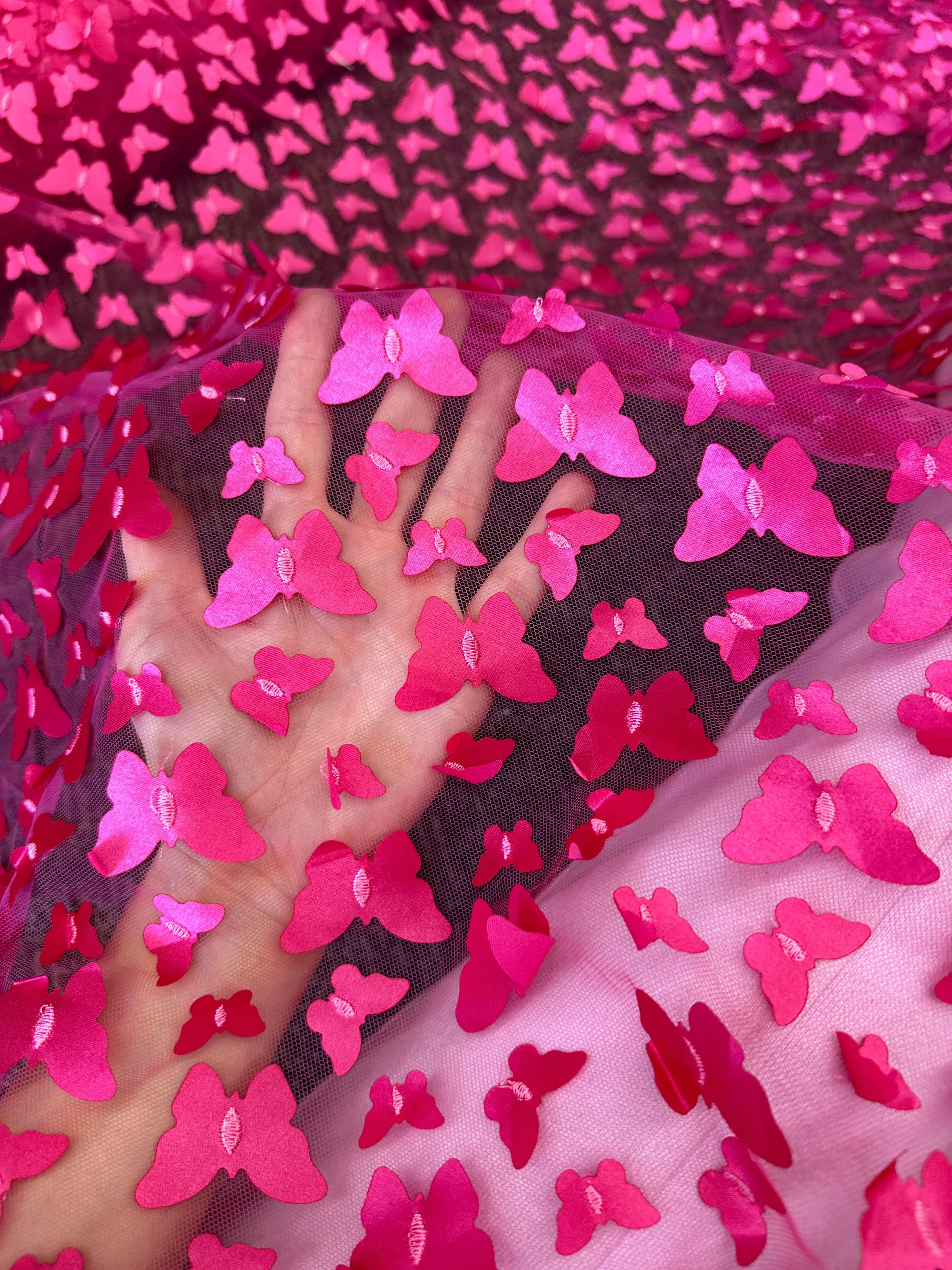 Hot Pink 3D Butterfly Lace - Image 2