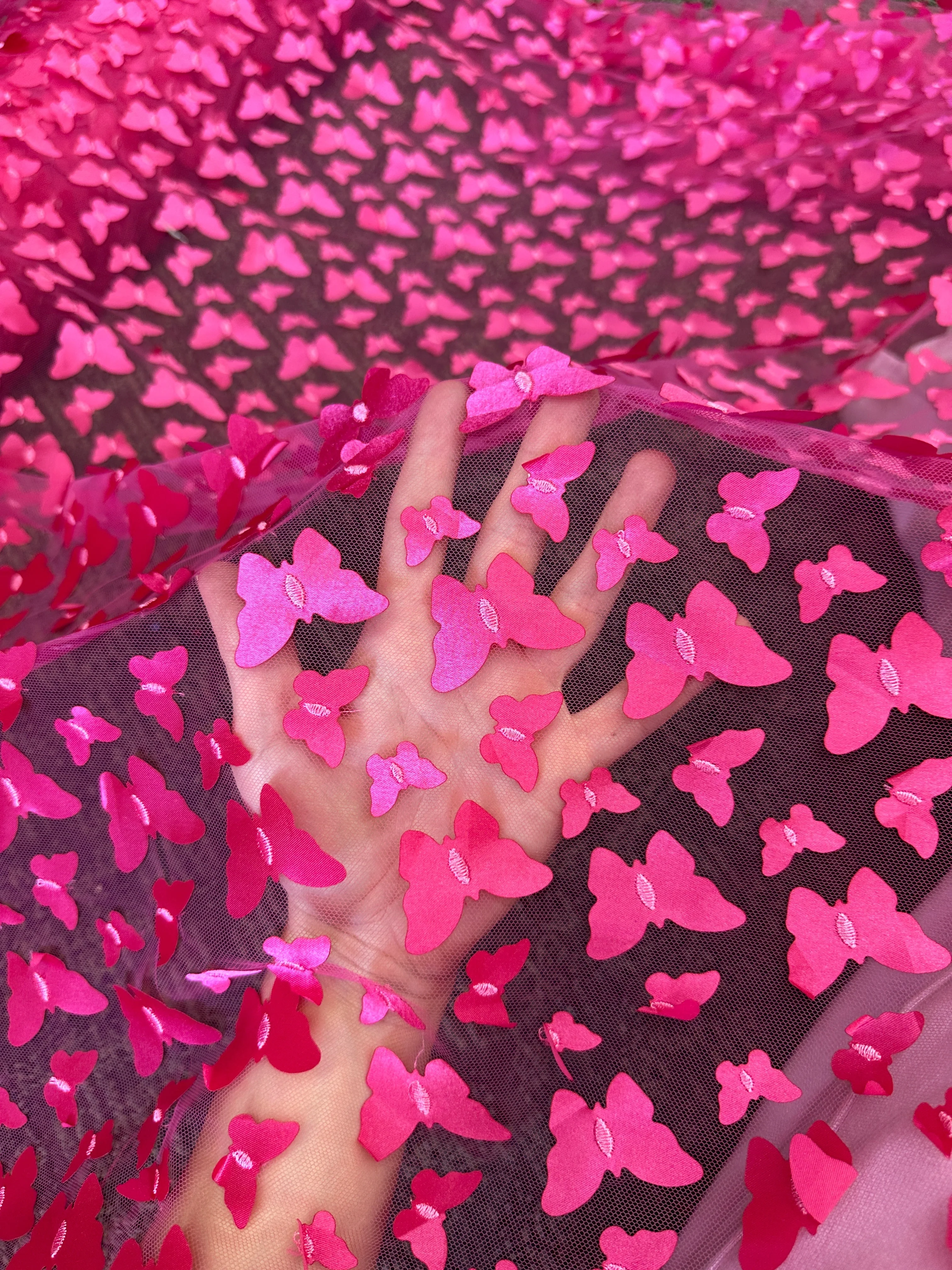 Hot Pink 3D Butterfly Lace - Image 3