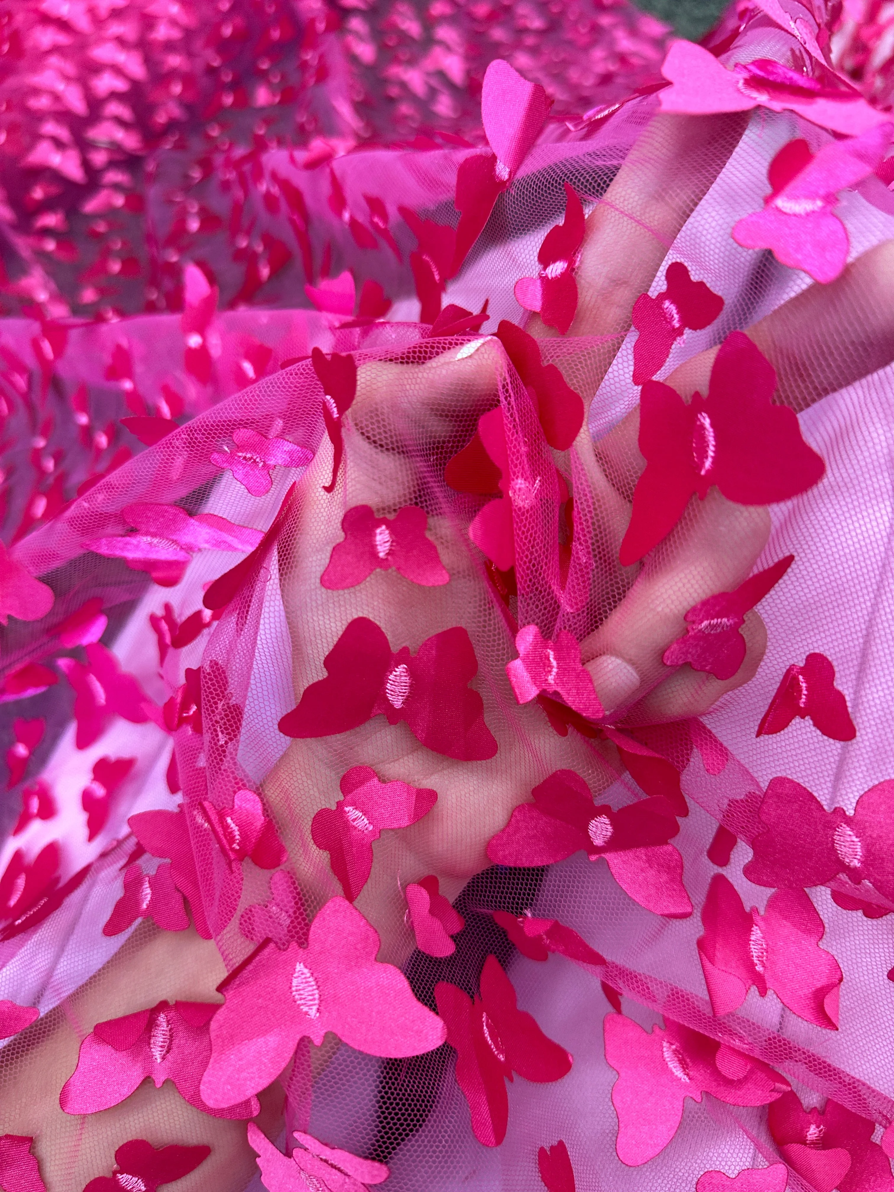 Hot Pink 3D Butterfly Lace - Image 9