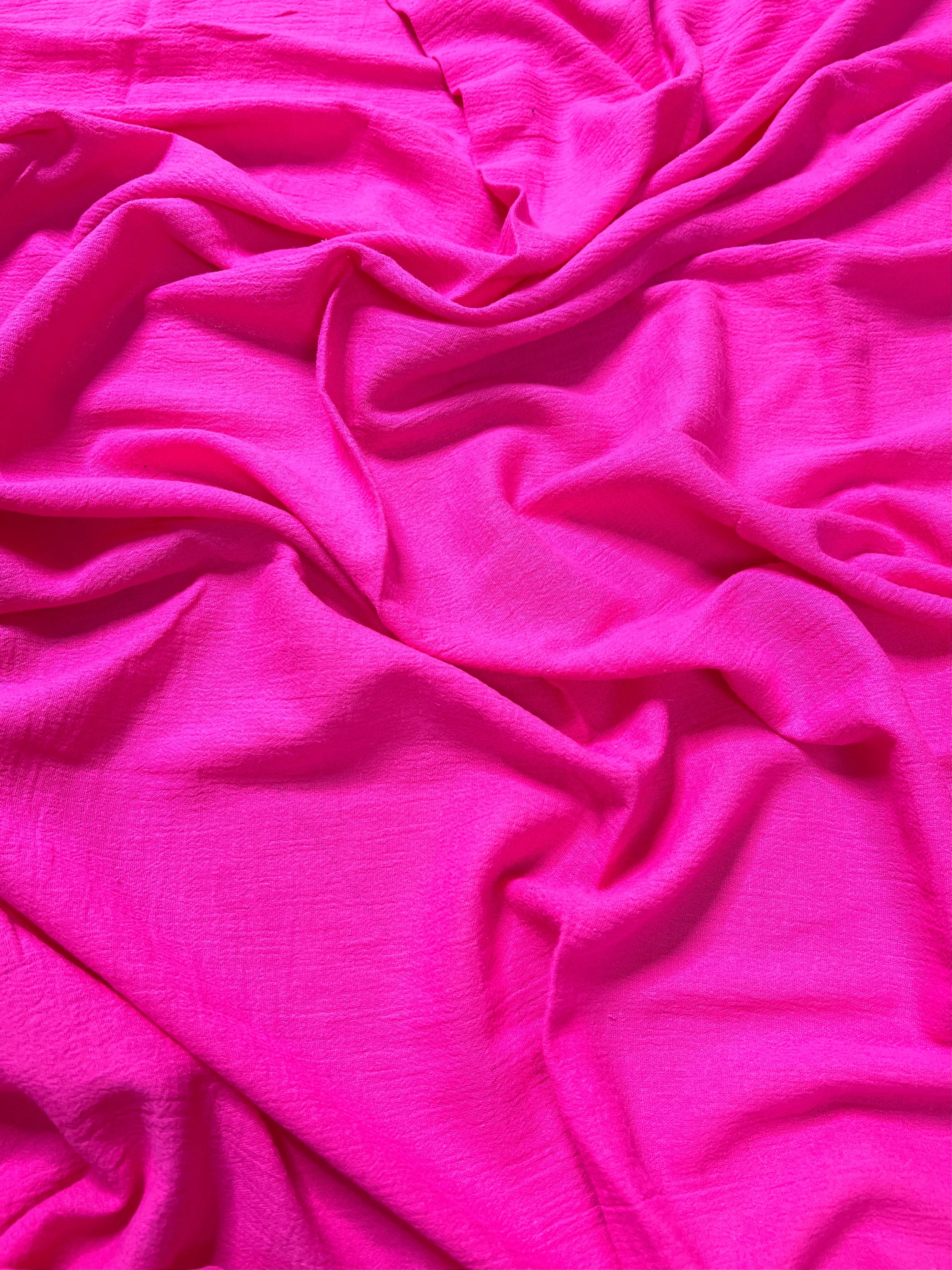Hot Pink Crinkle Cotton Gauze