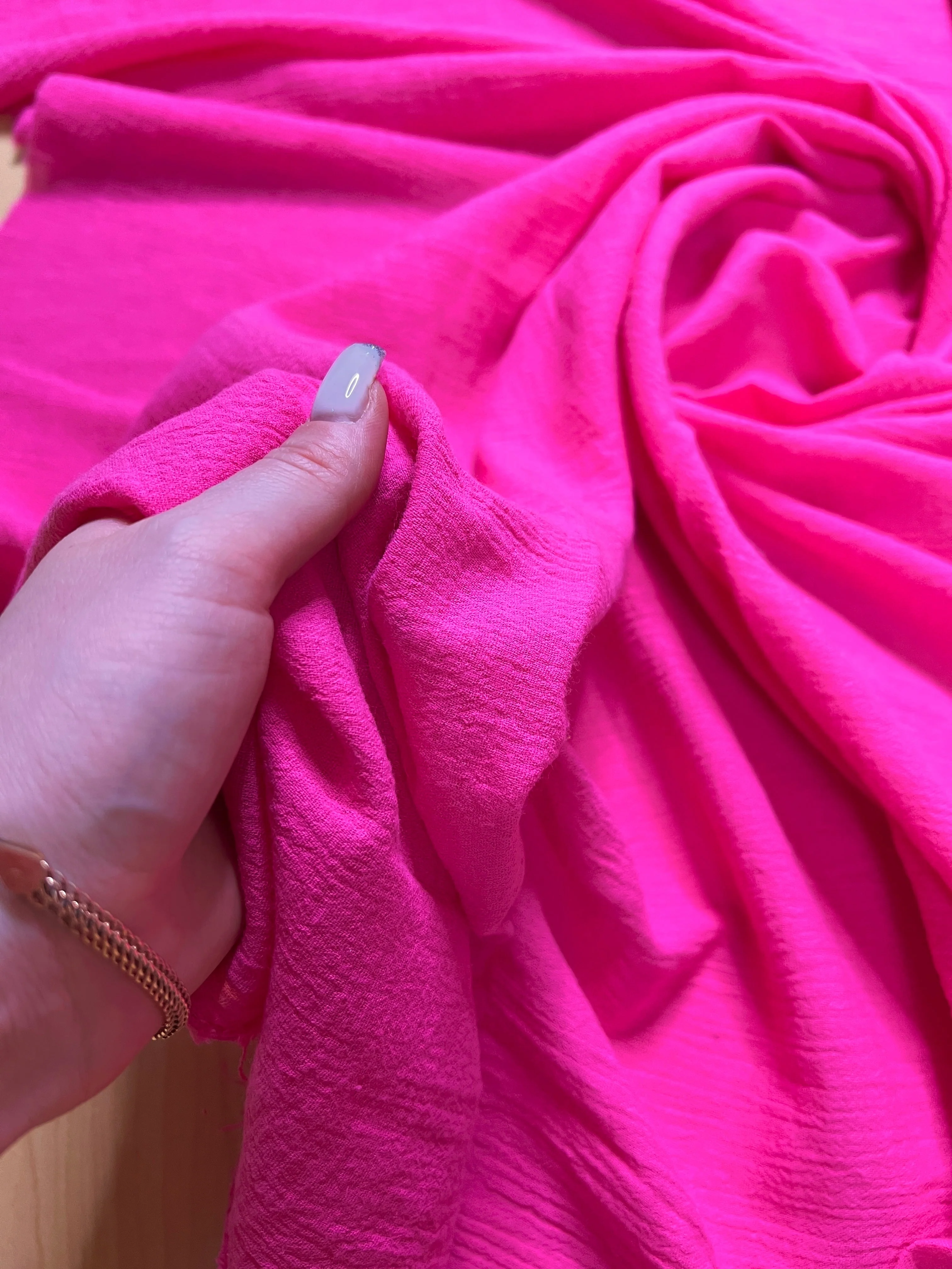Hot Pink Crinkle Cotton Gauze - Image 5