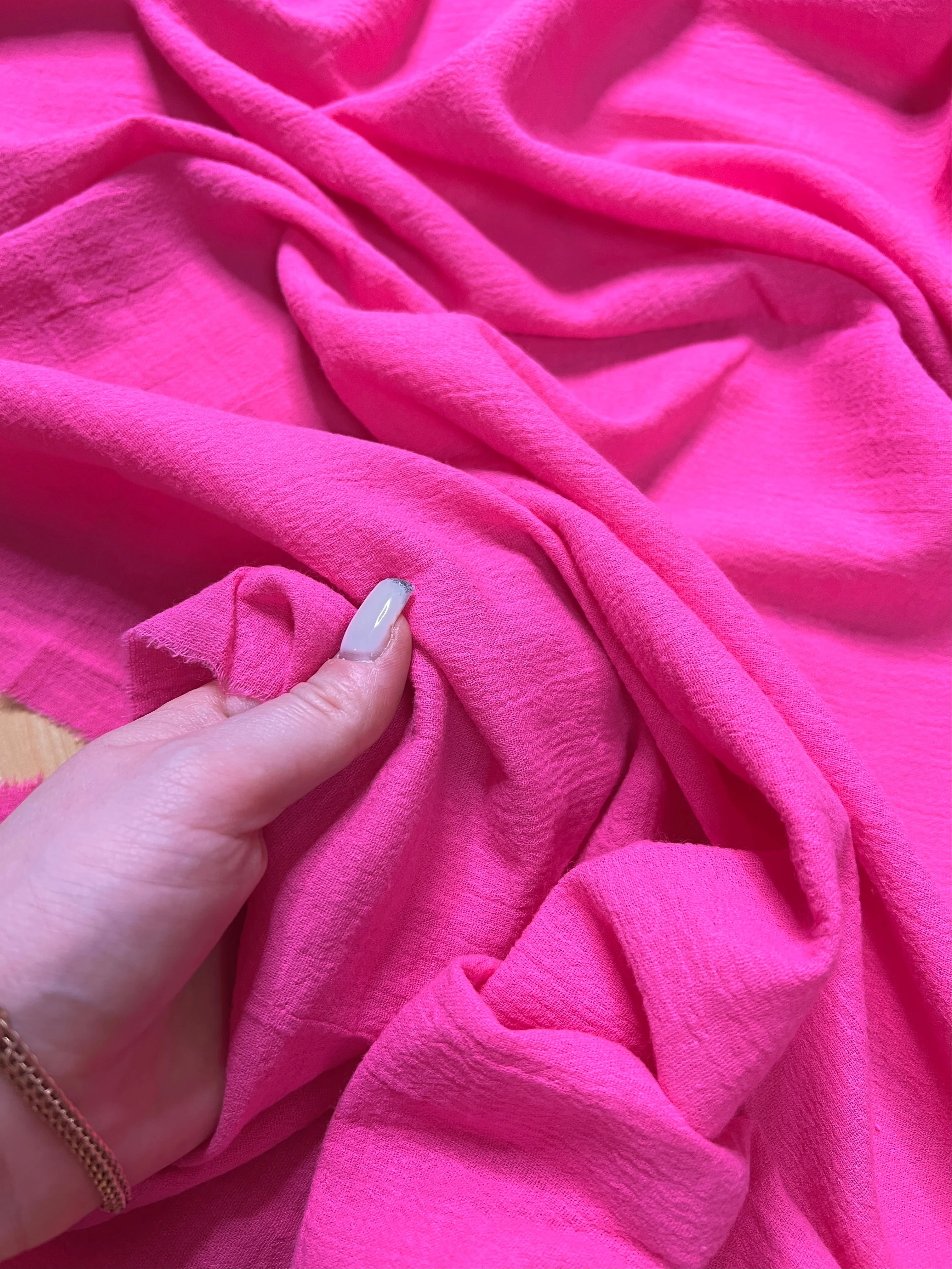 Hot Pink Crinkle Cotton Gauze - Image 8