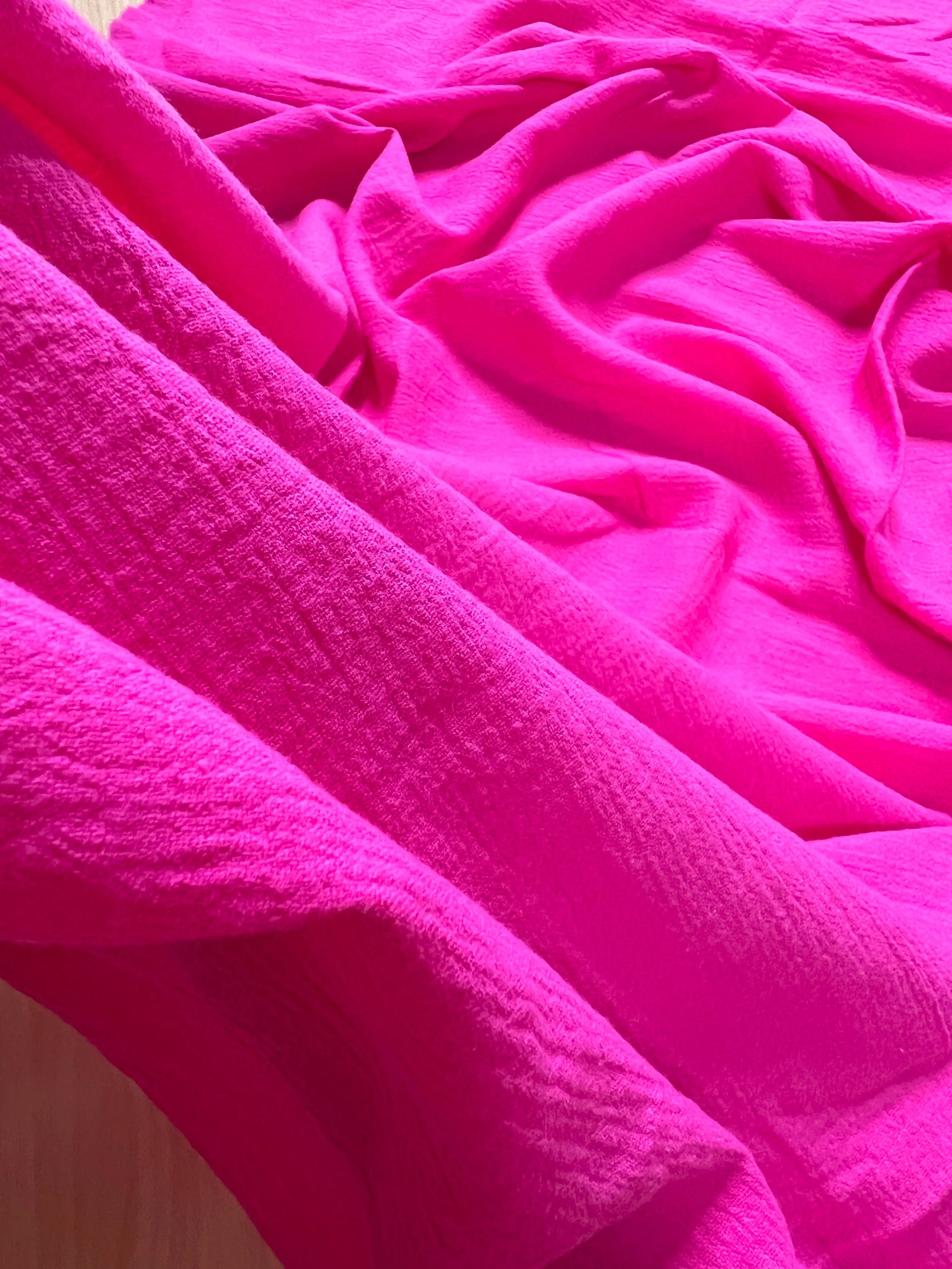 Hot Pink Crinkle Cotton Gauze - Image 9