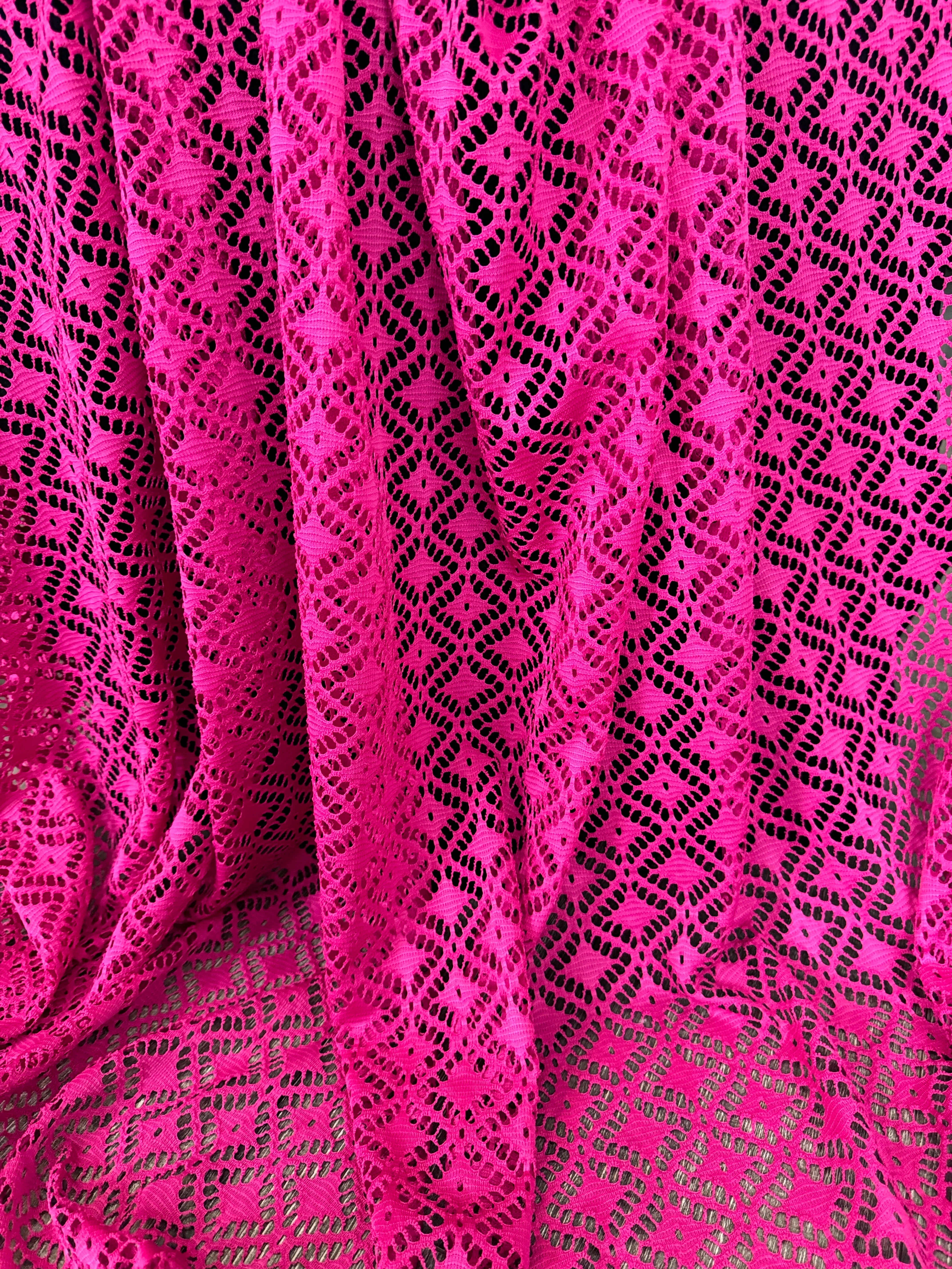 Hot Pink Crochet Hollow Out Knit - Image 3