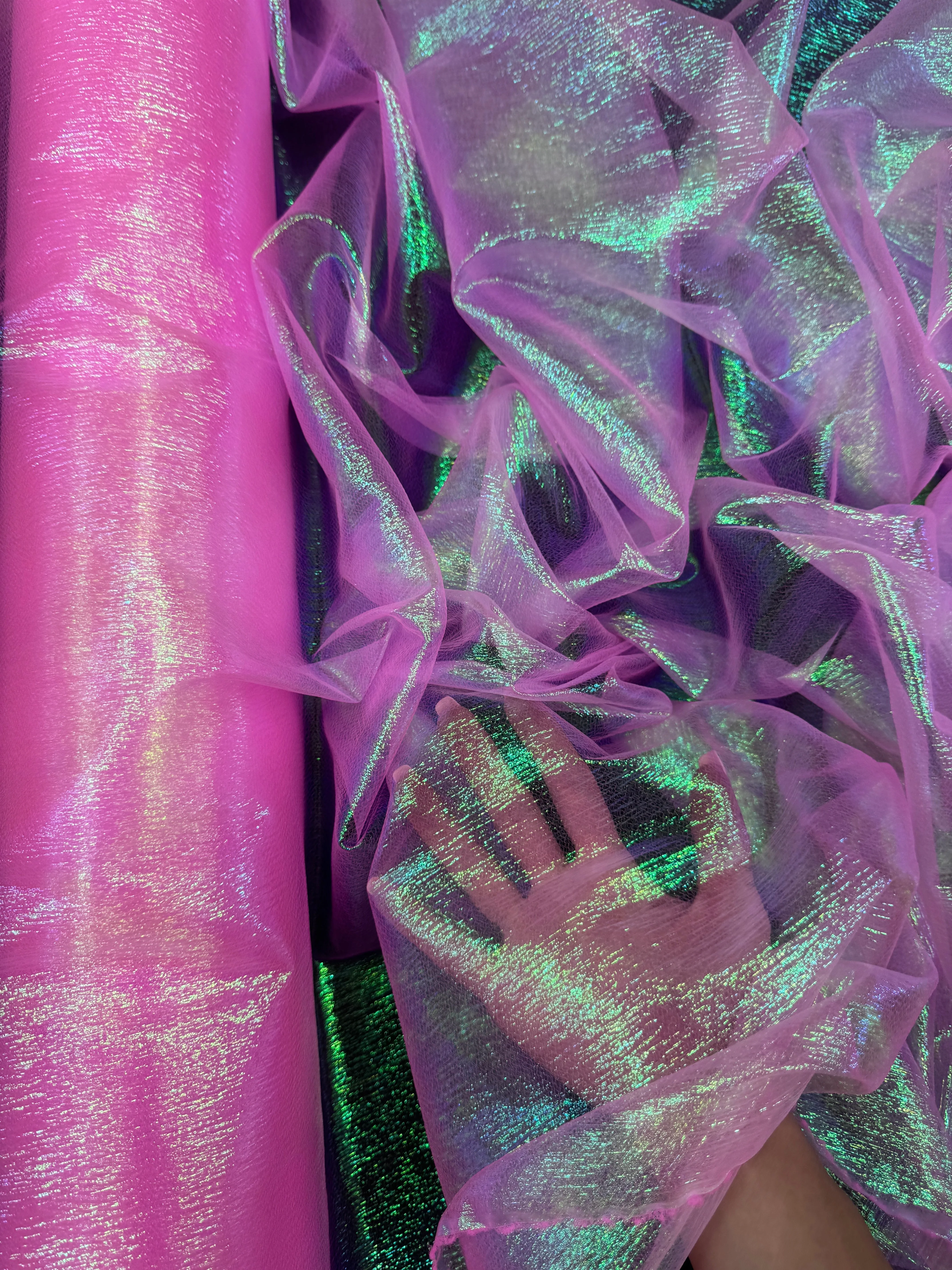 Hot Pink Iridescent Crushed Organza