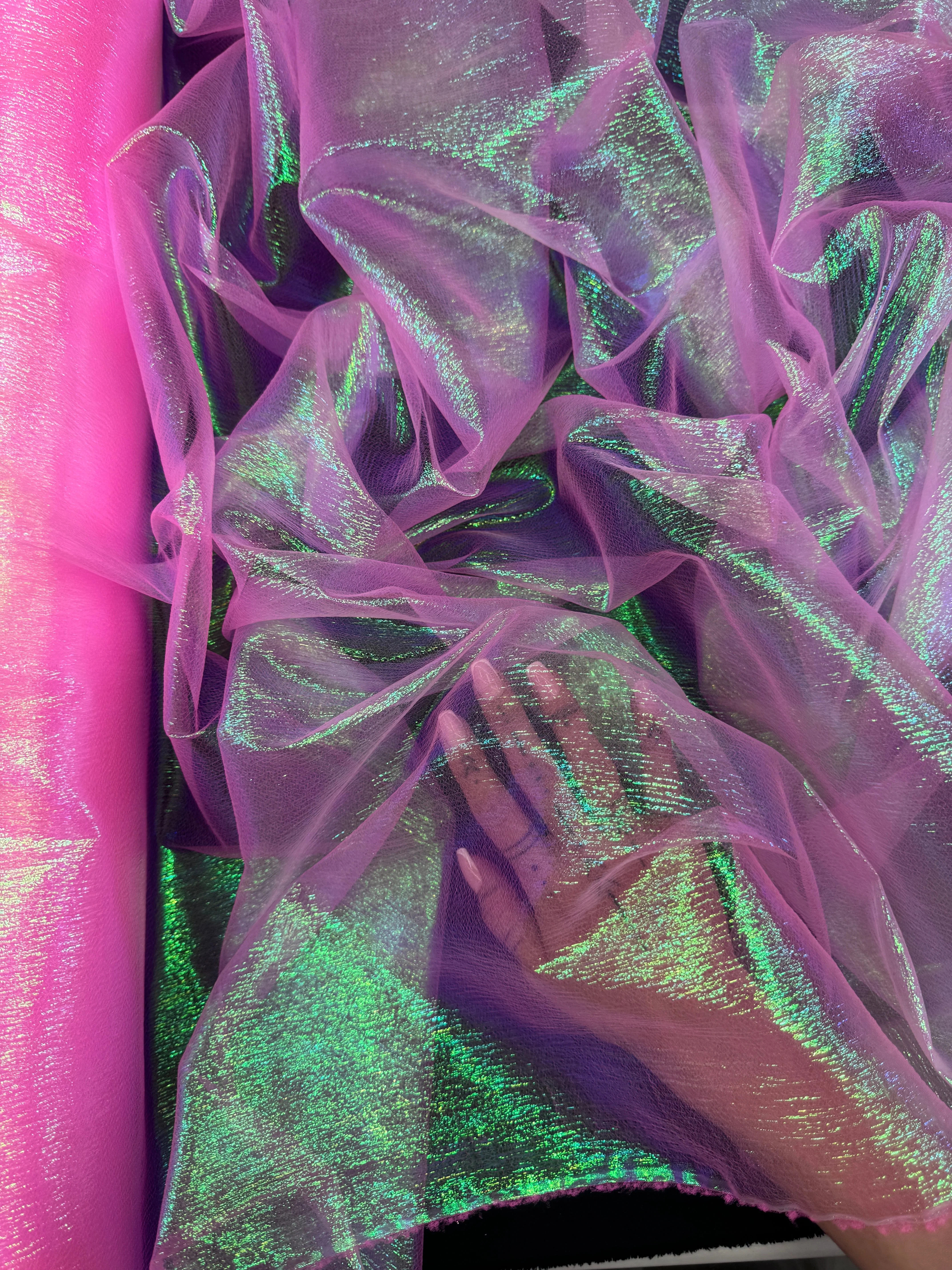 Hot Pink Iridescent Crushed Organza - Image 2