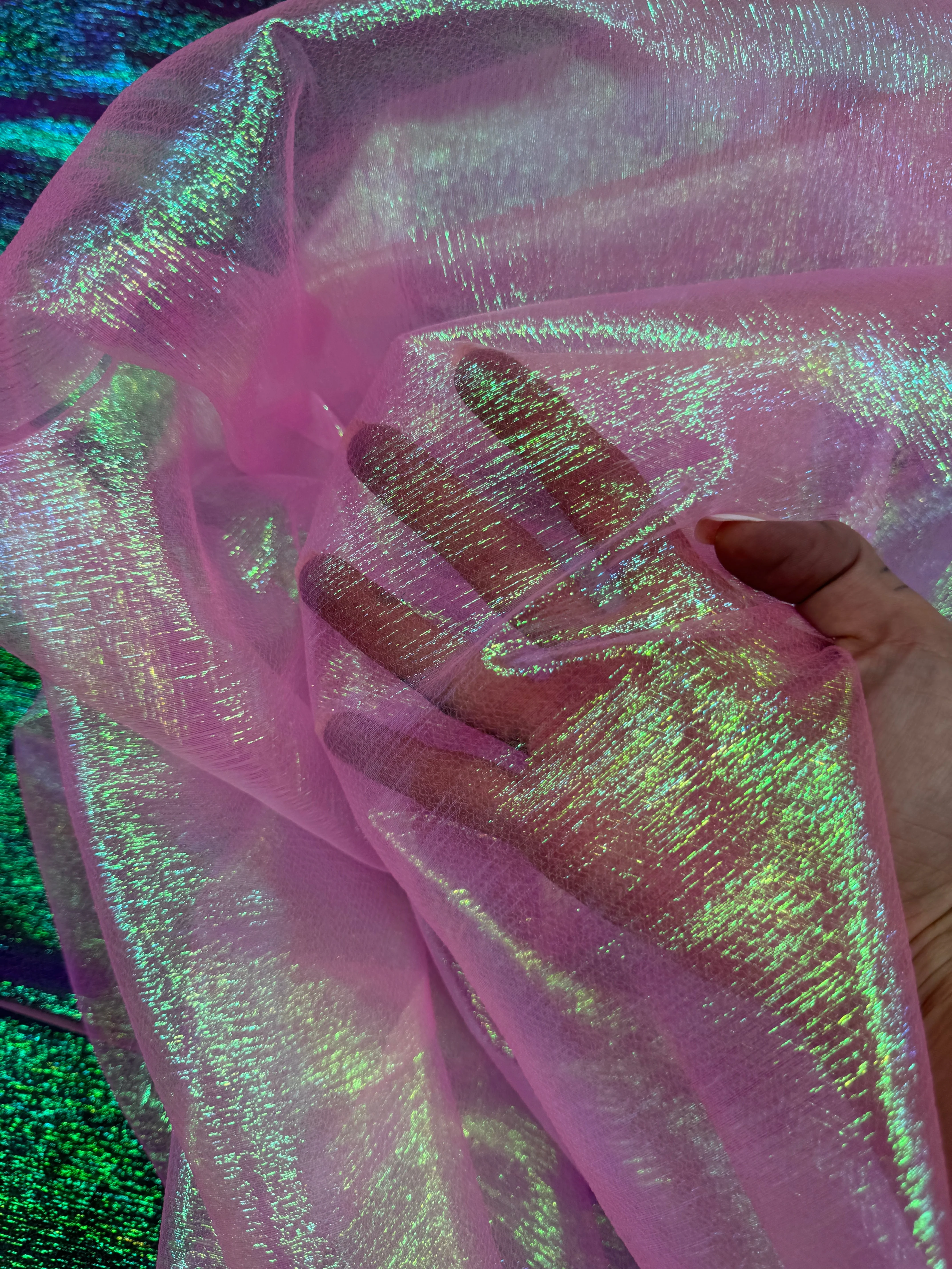 Hot Pink Iridescent Crushed Organza - Image 3