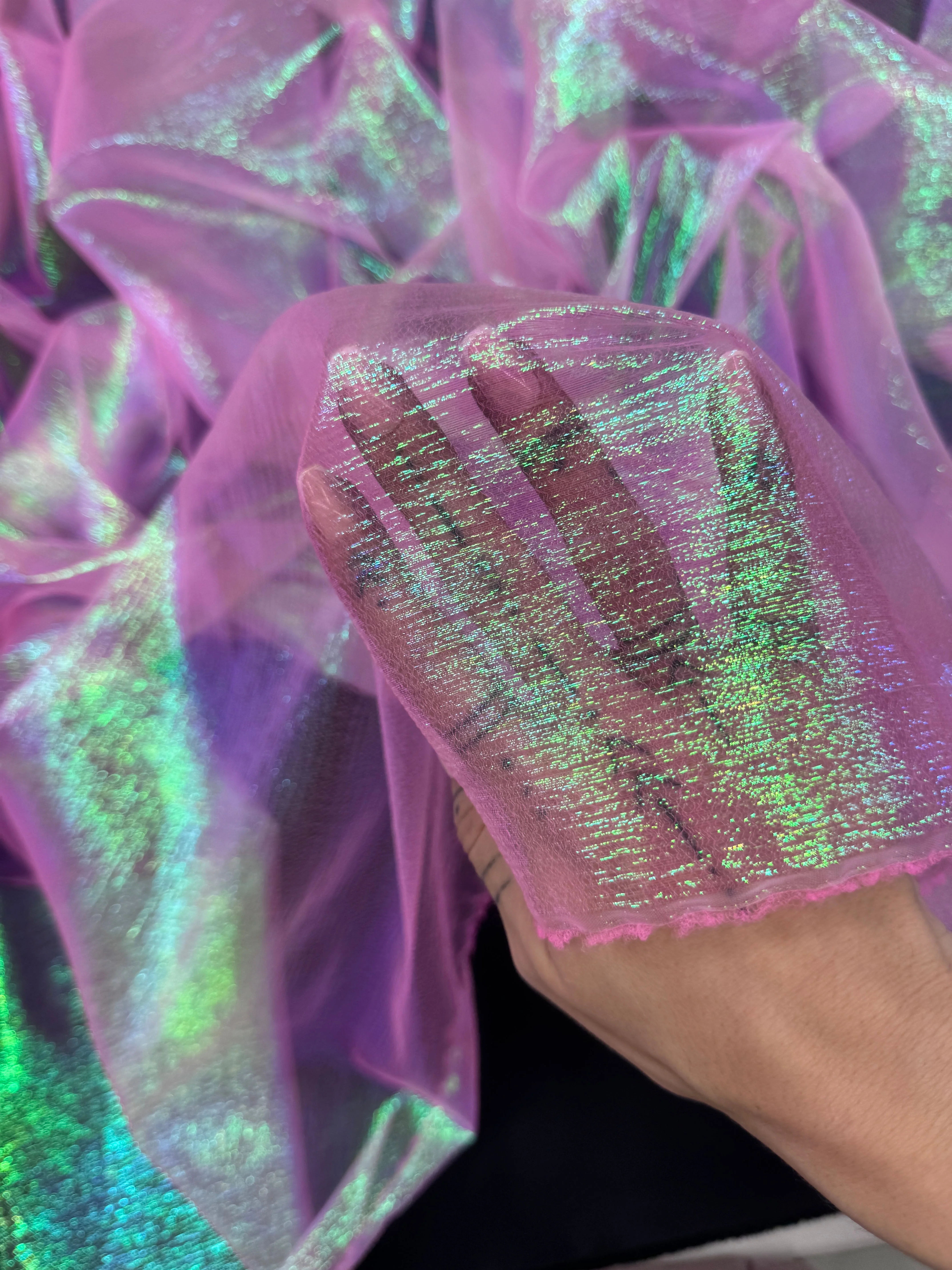 Hot Pink Iridescent Crushed Organza - Image 4