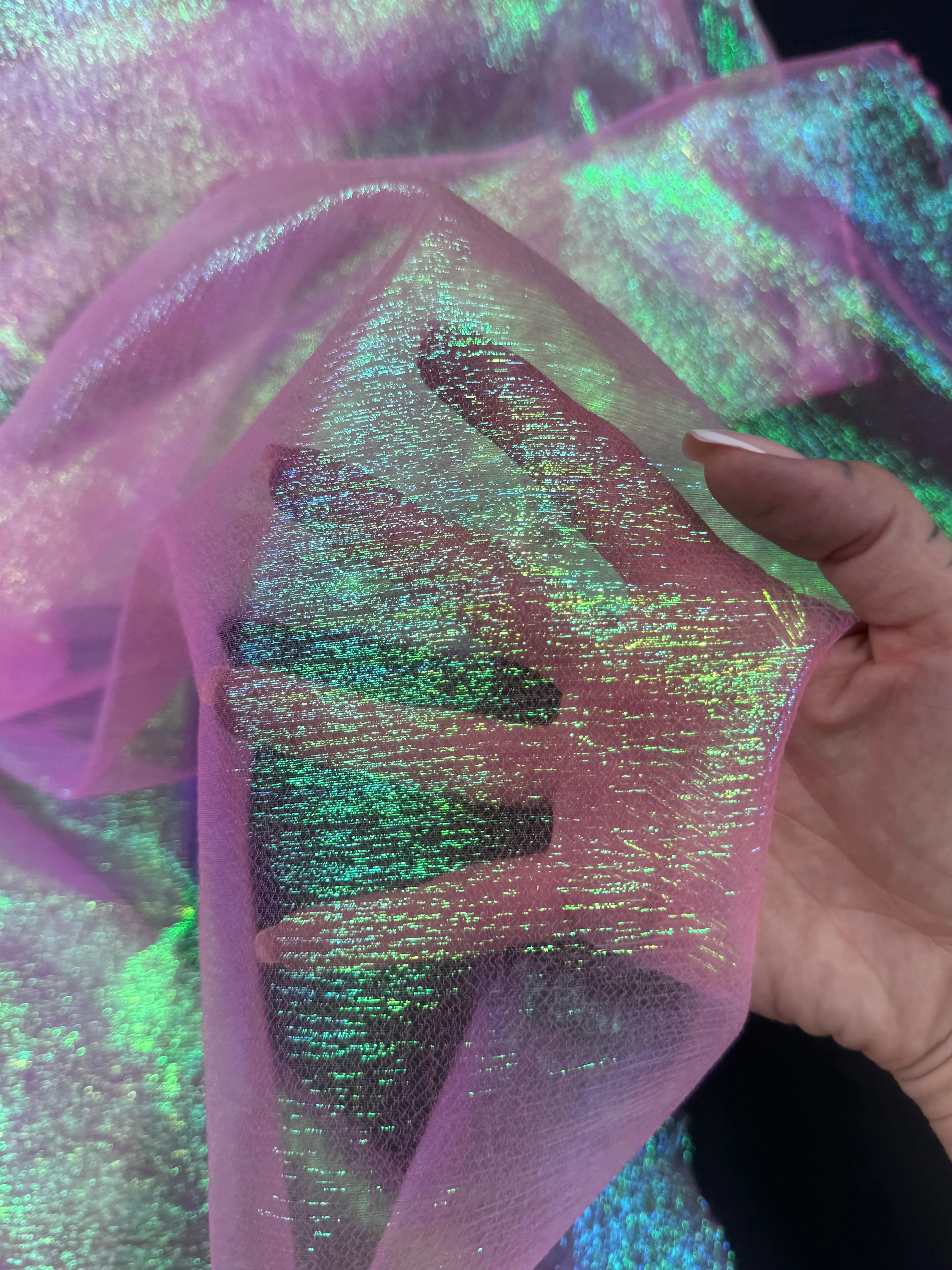 Hot Pink Iridescent Crushed Organza - Image 5