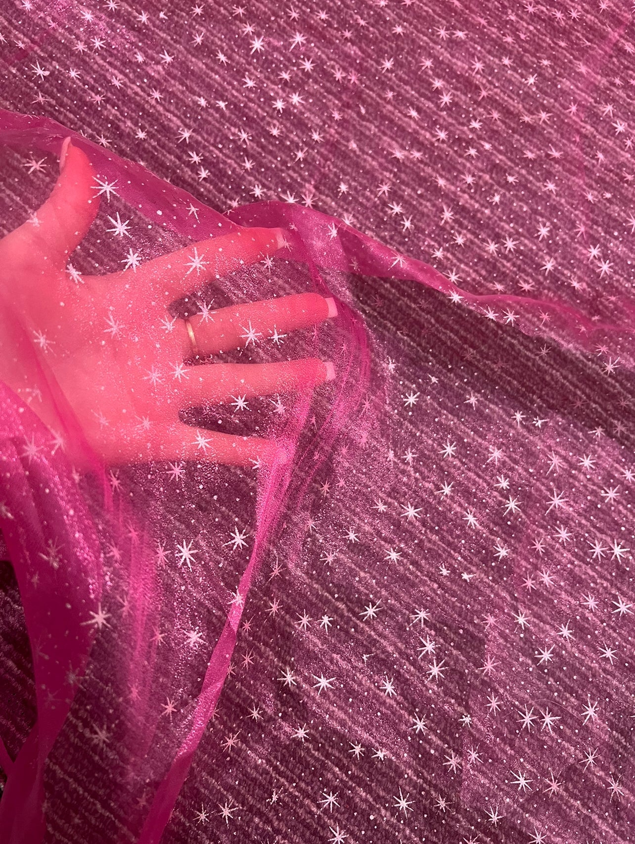 Hot Pink Shooting Star Organza - Image 10