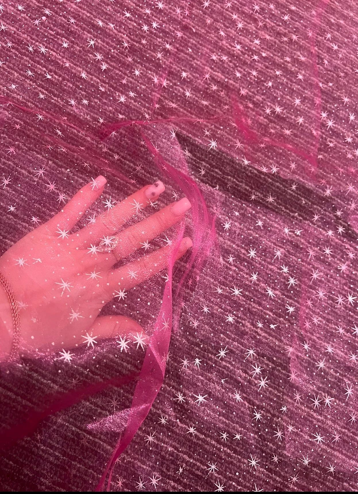 Hot Pink Shooting Star Organza - Image 12