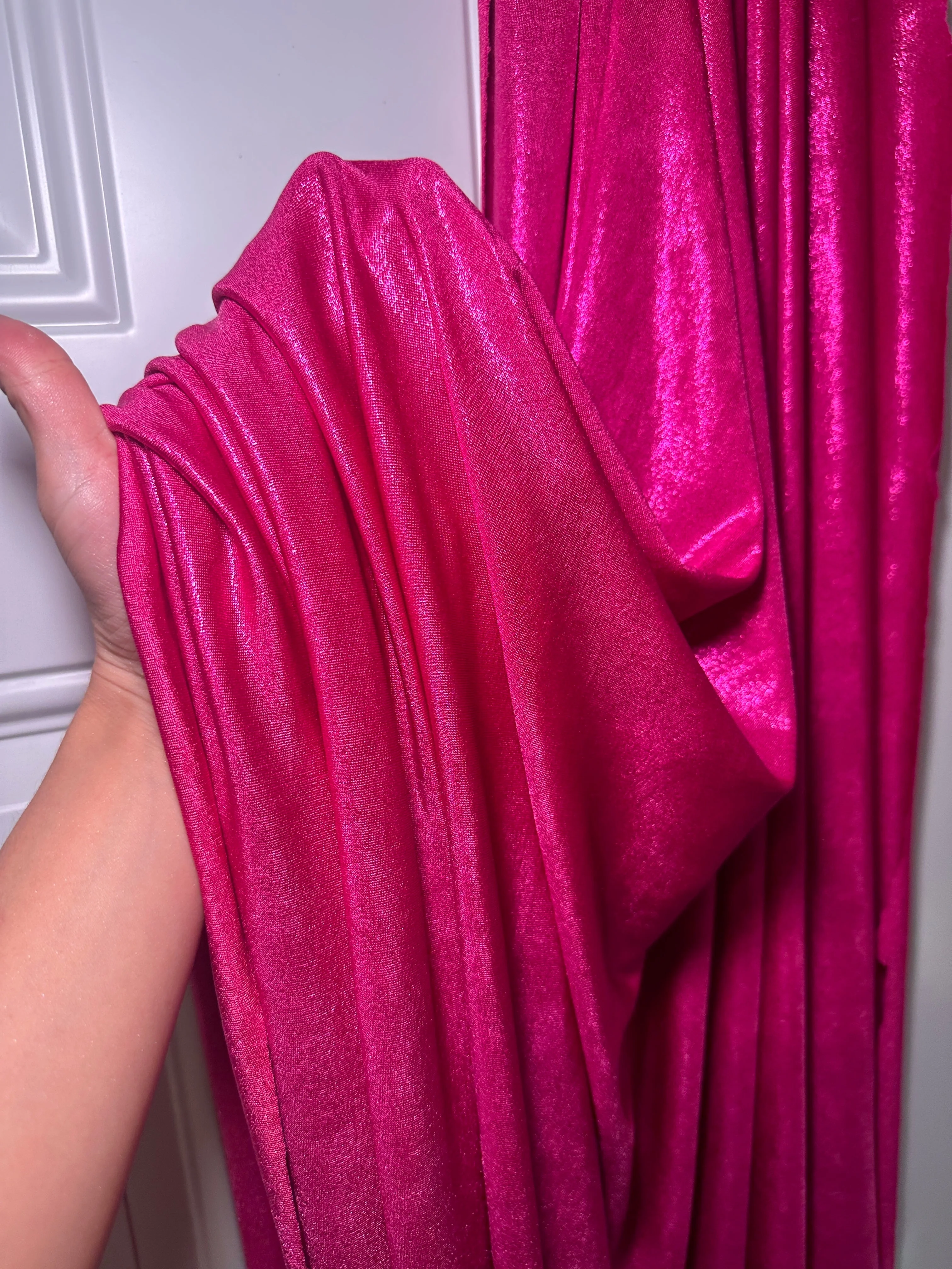 Hot Pink Slinky Foiled Jersey - Image 7