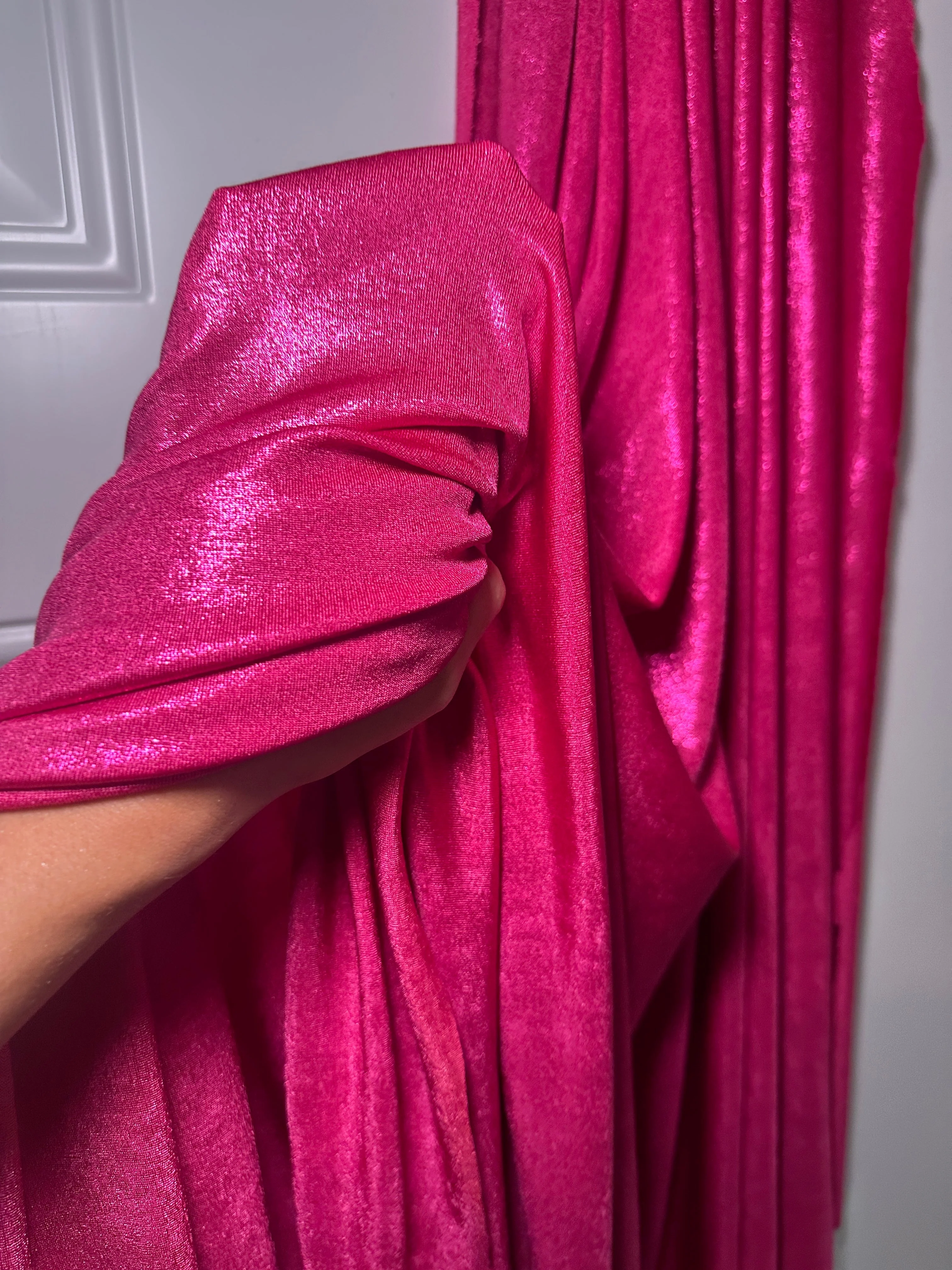 Hot Pink Slinky Foiled Jersey - Image 9