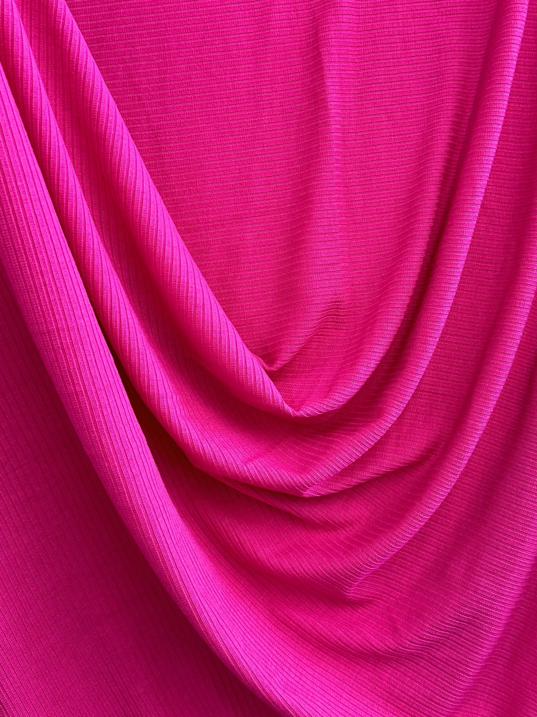 Hot Pink Solid Rib Knit - Image 2
