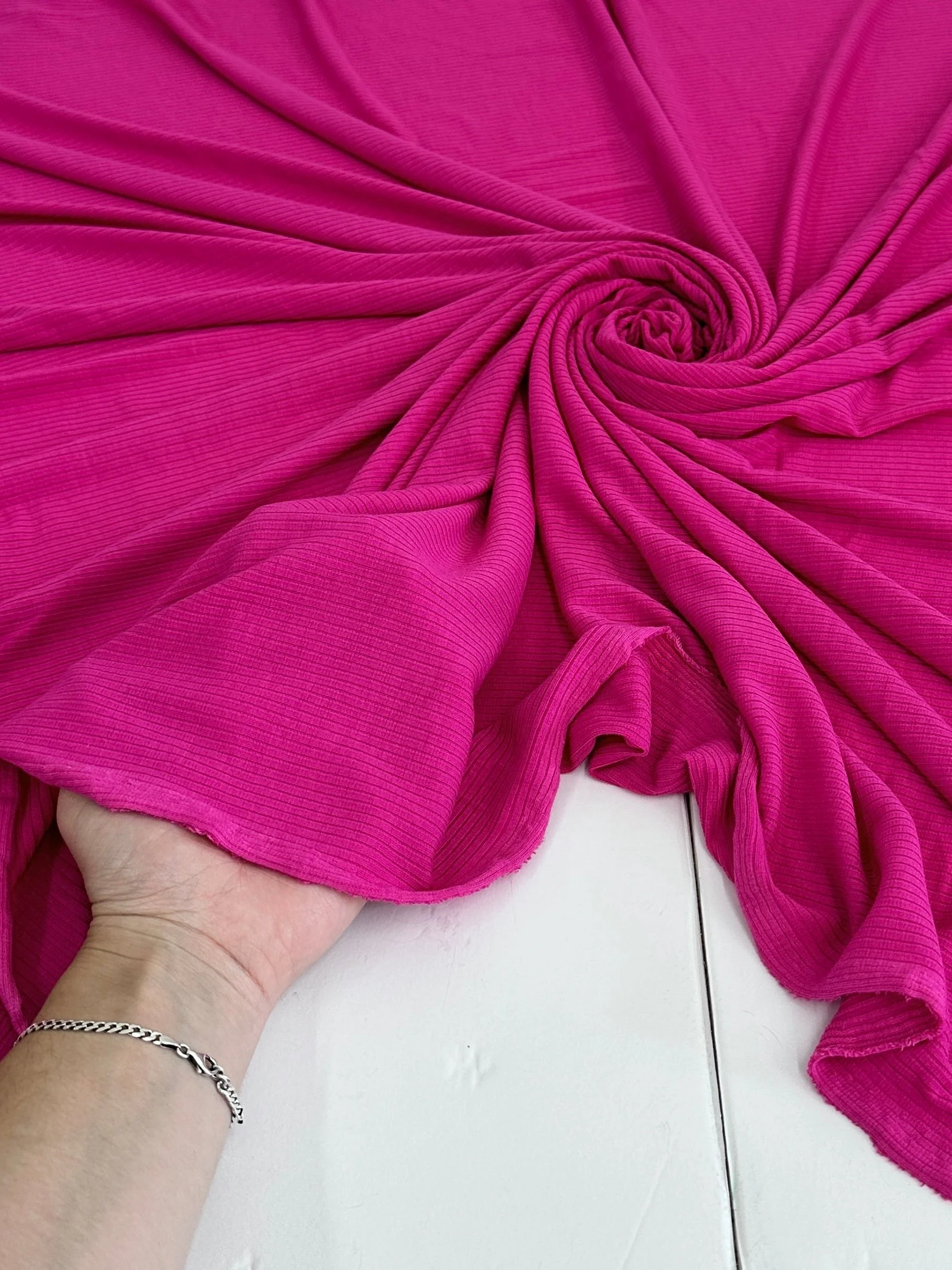 Hot Pink Solid Rib Knit - Image 3