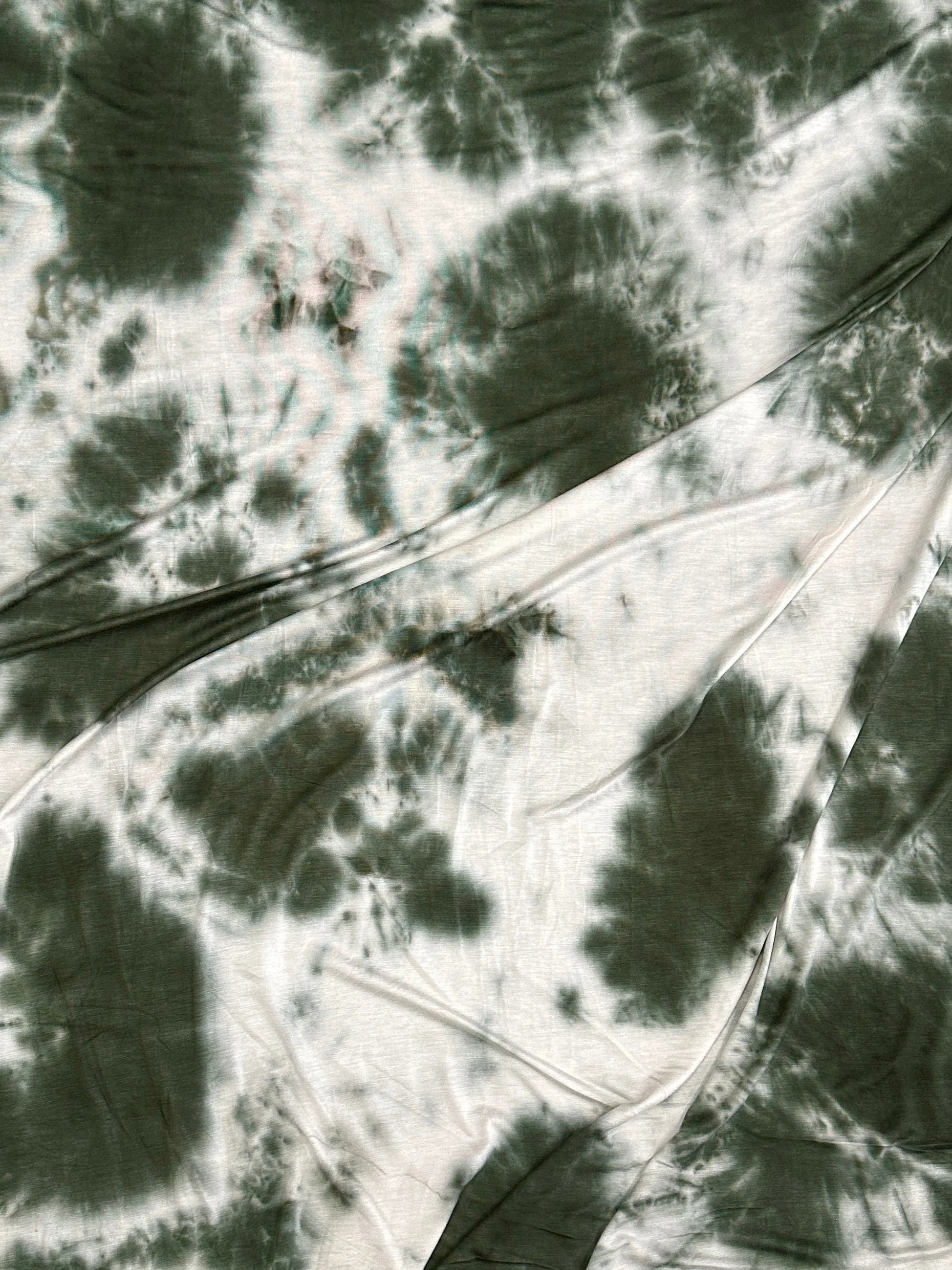 Hunter Green and White Tie Dye Jersey Knit - Image 10
