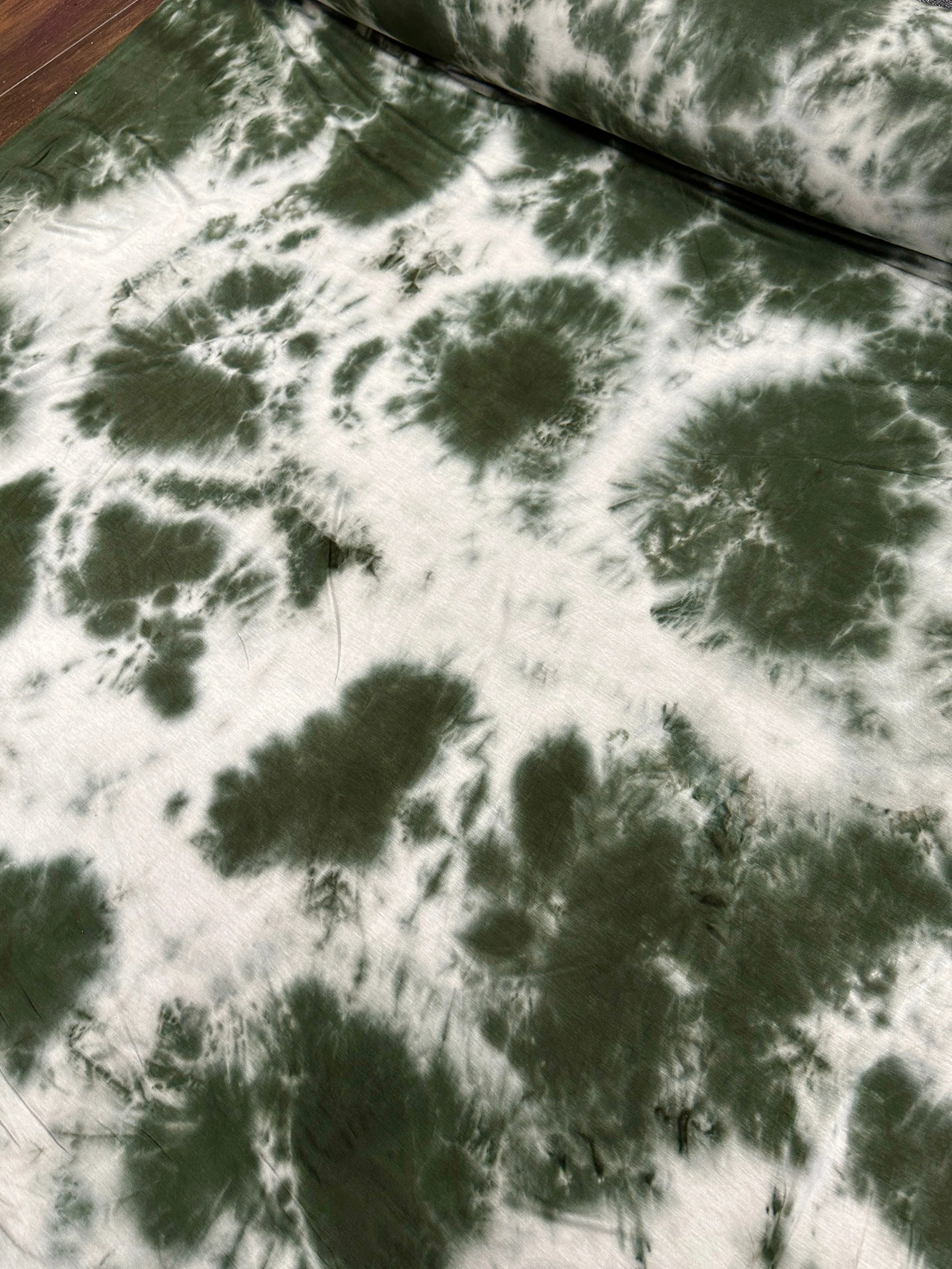 Hunter Green and White Tie Dye Jersey Knit - Image 3