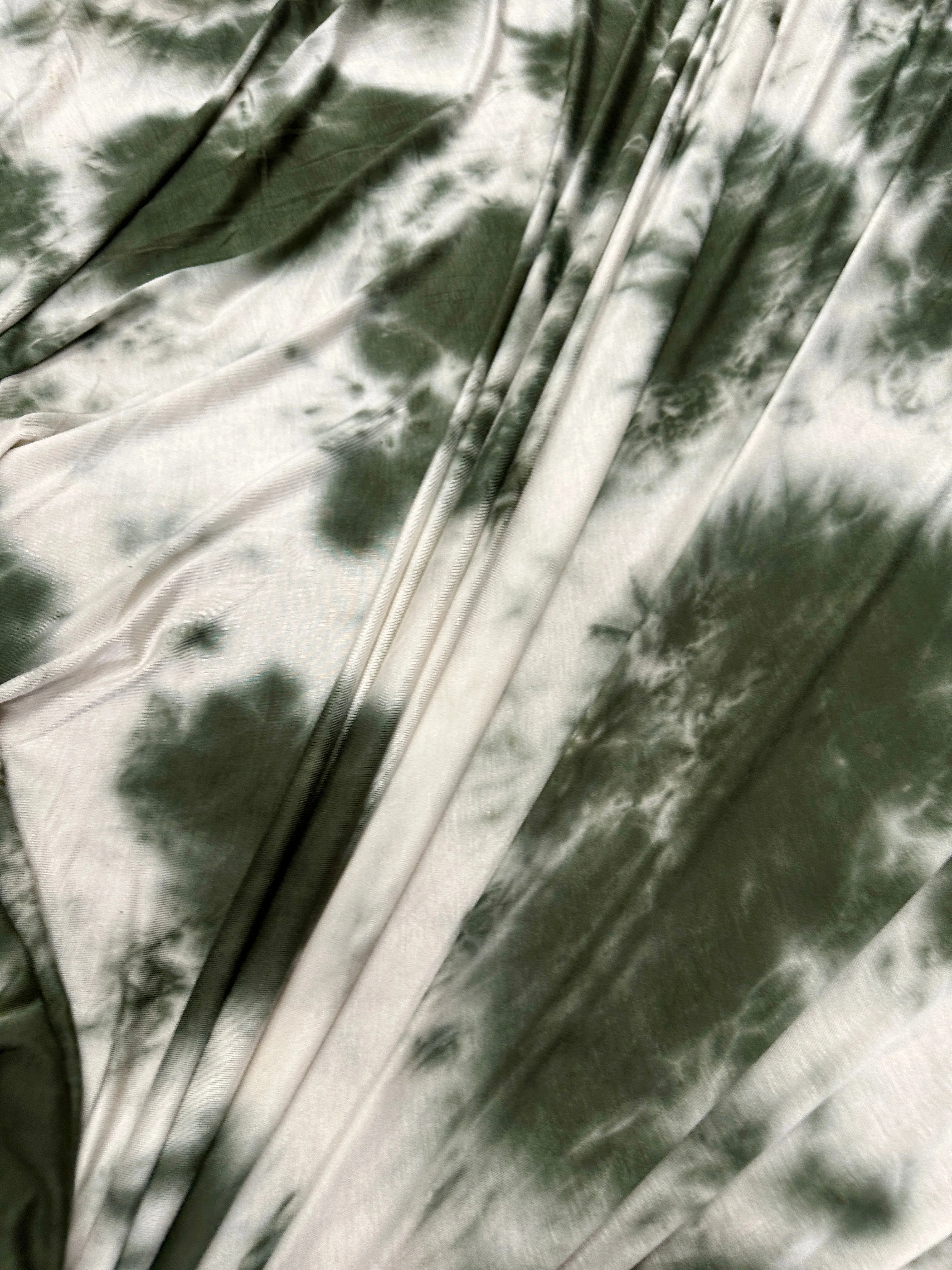 Hunter Green and White Tie Dye Jersey Knit - Image 5