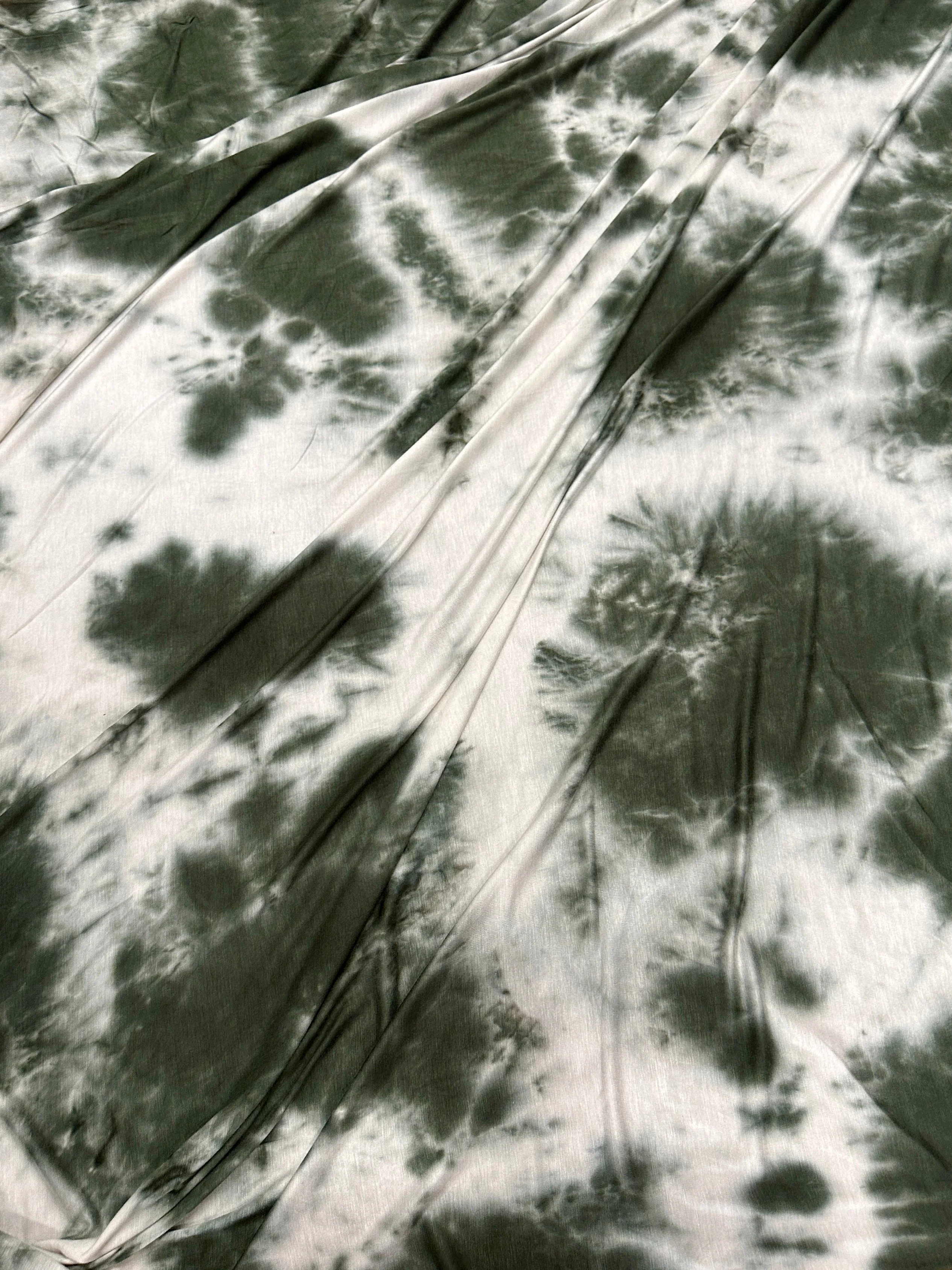 Hunter Green and White Tie Dye Jersey Knit - Image 7