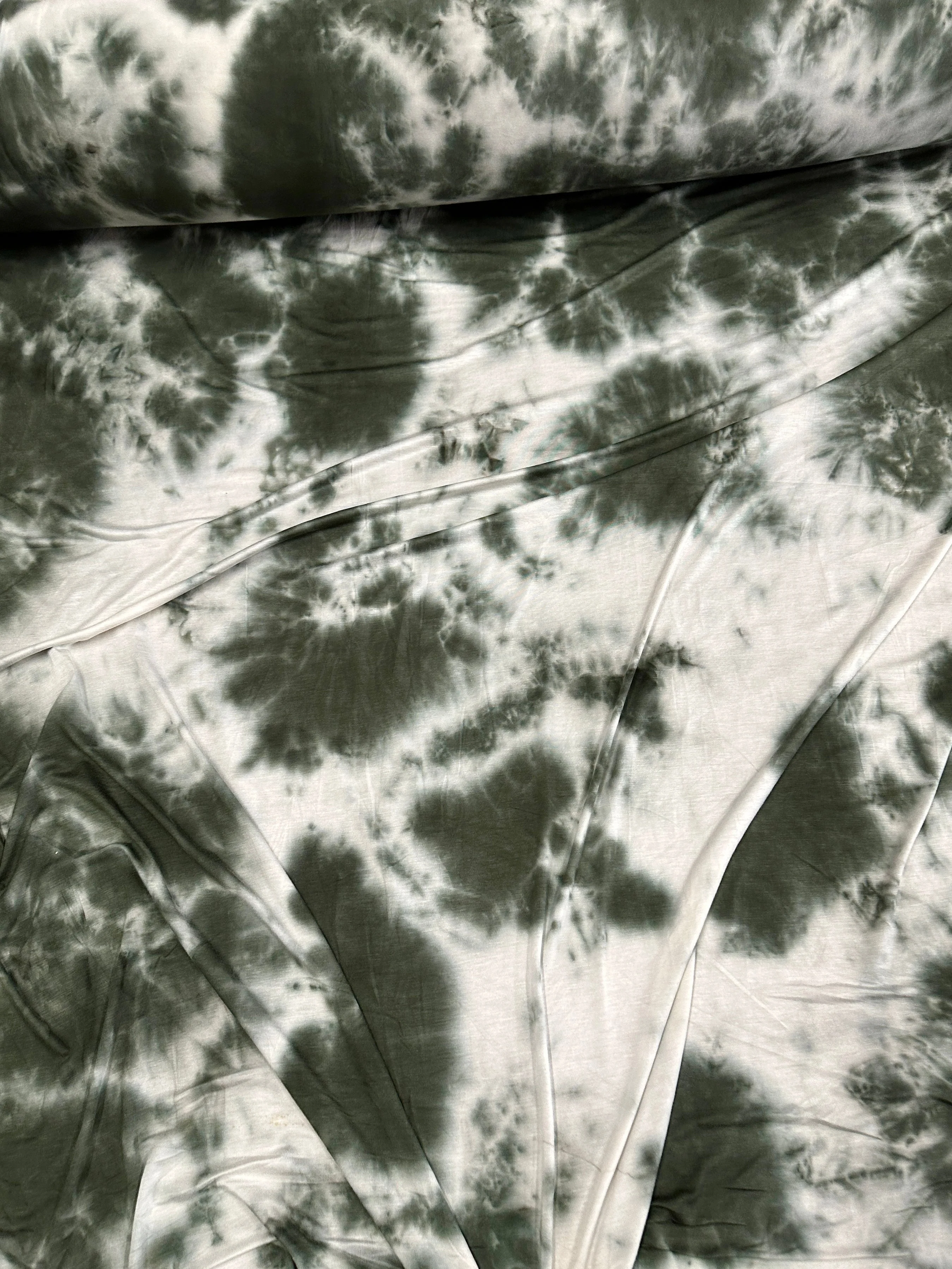 Hunter Green and White Tie Dye Jersey Knit - Image 8