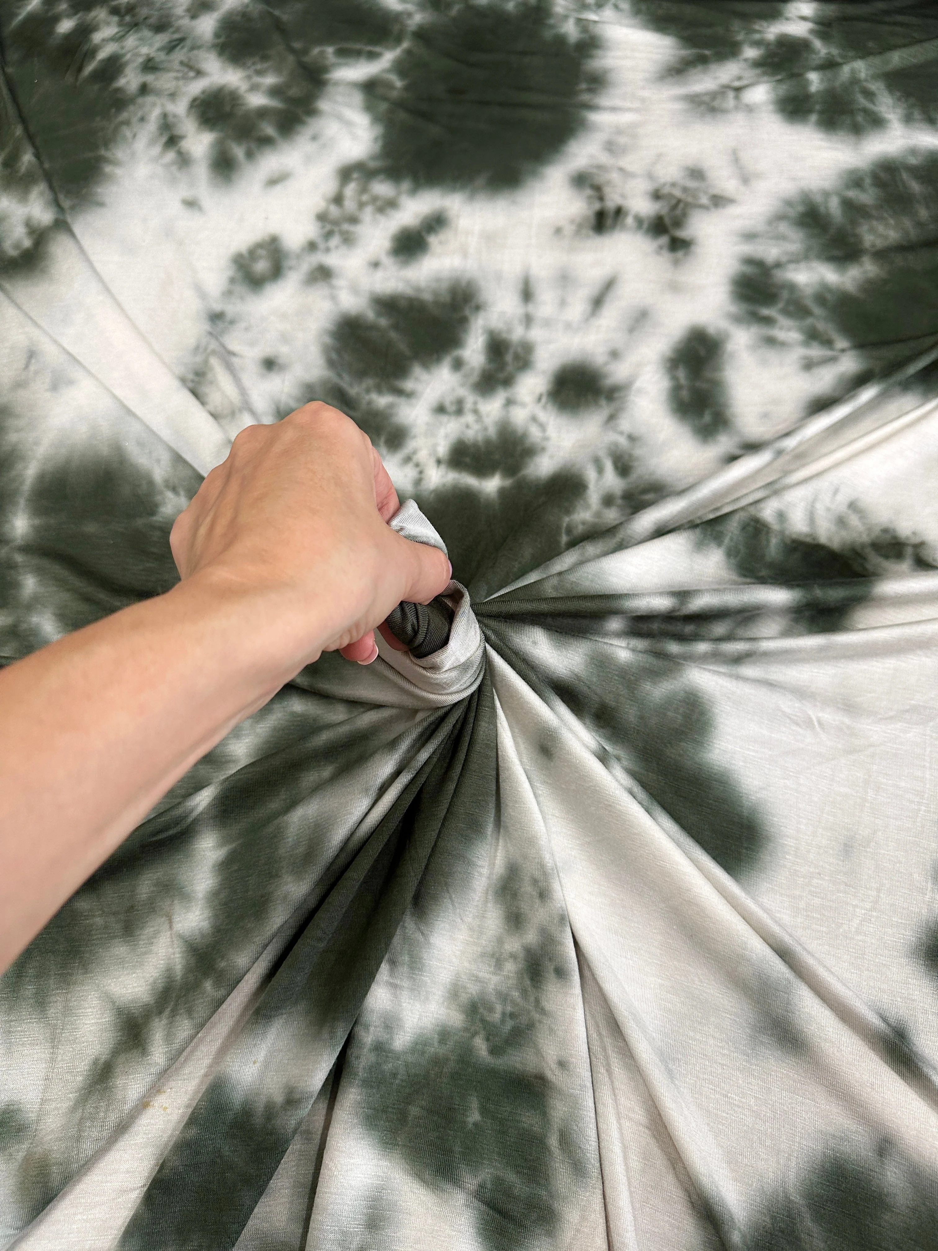 Hunter Green and White Tie Dye Jersey Knit - Image 9