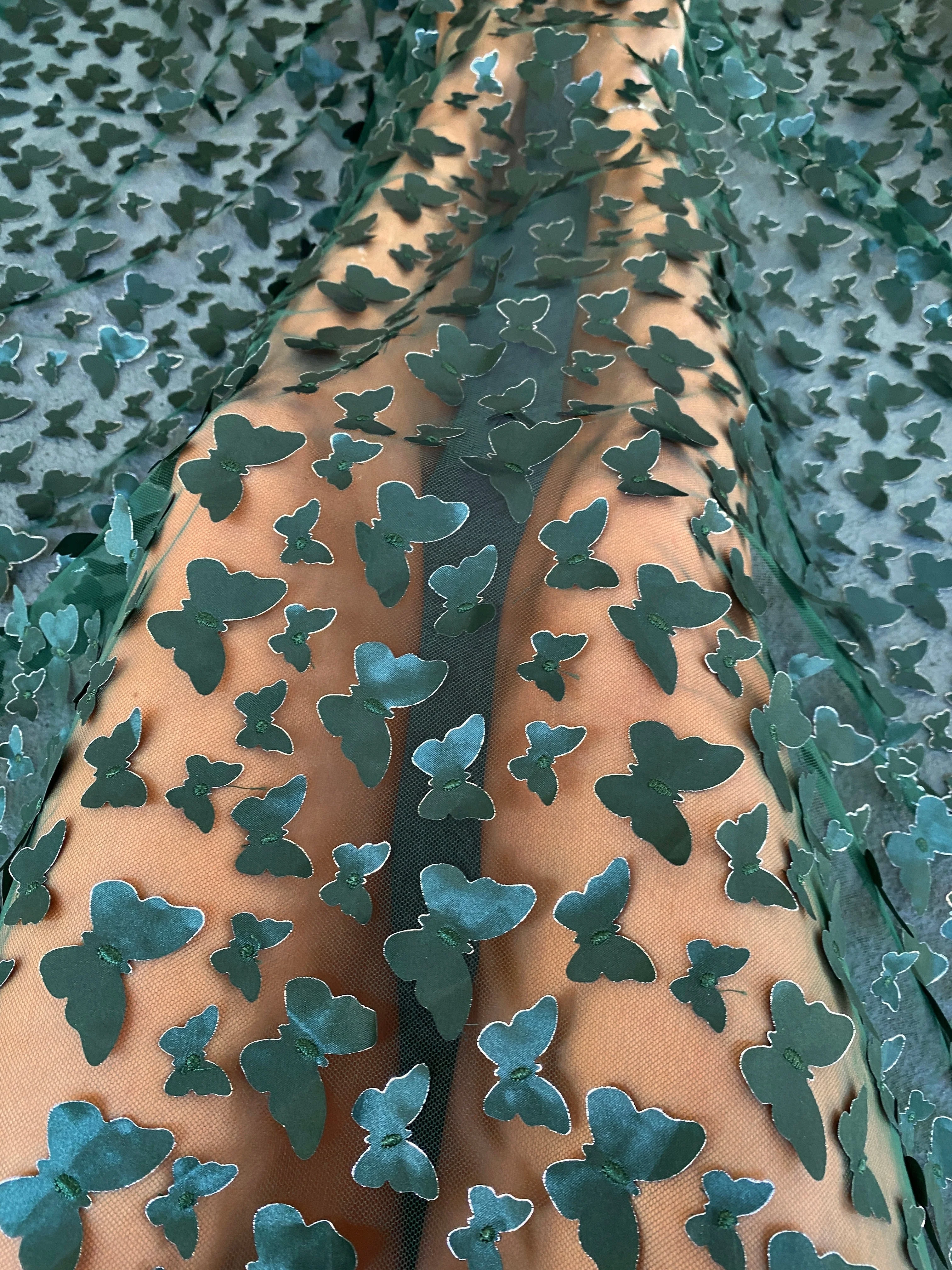 Hunter Green 3D Butterfly Lace - Image 3