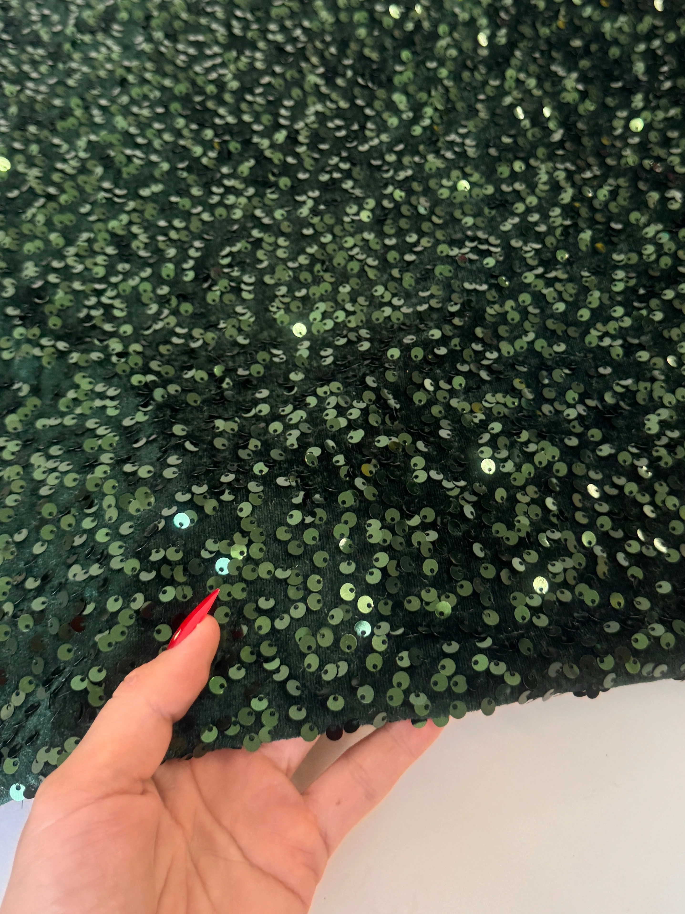 Hunter Green Sequins Velvet - Image 4