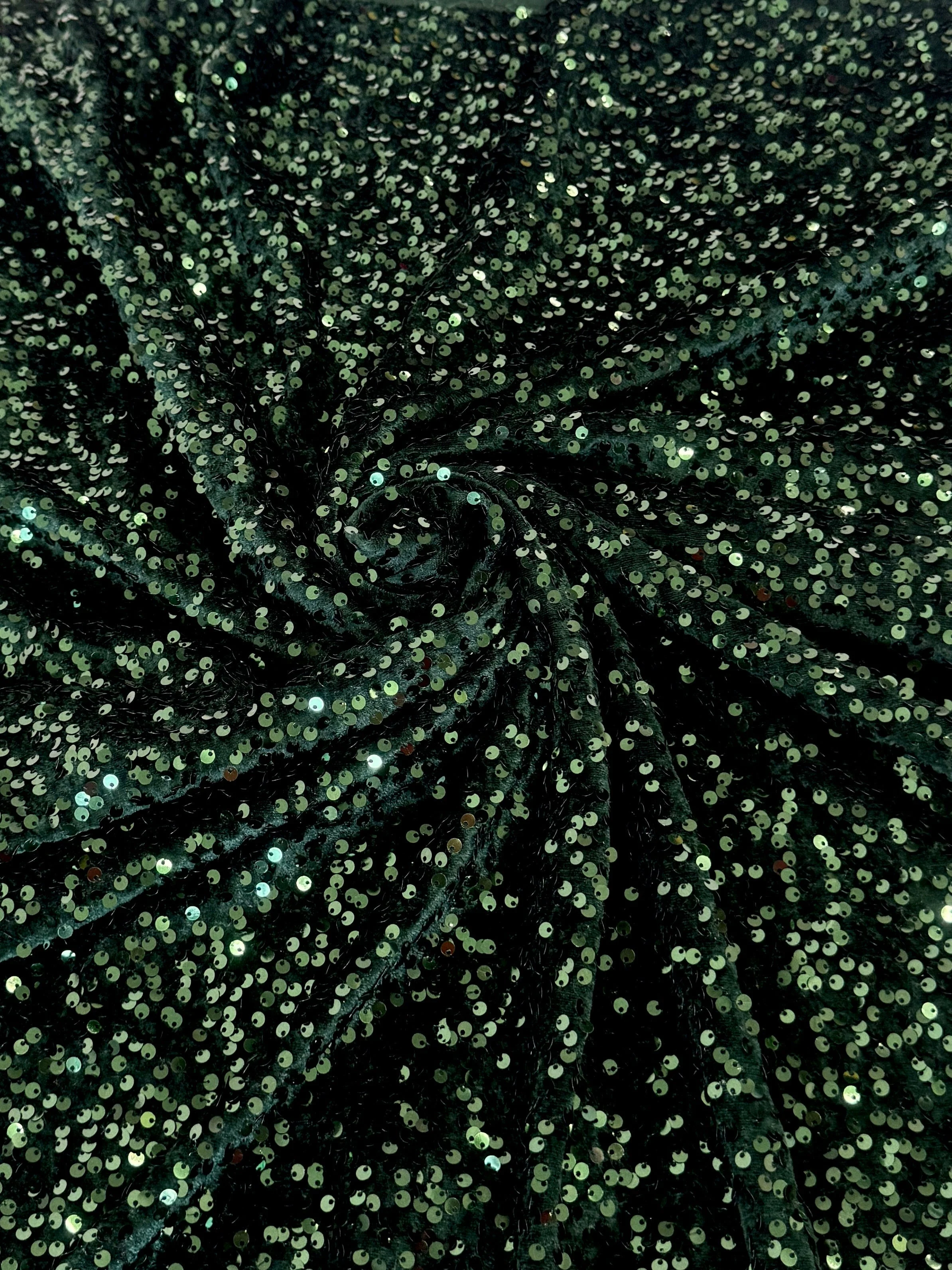 Hunter Green Sequins Velvet - Image 5